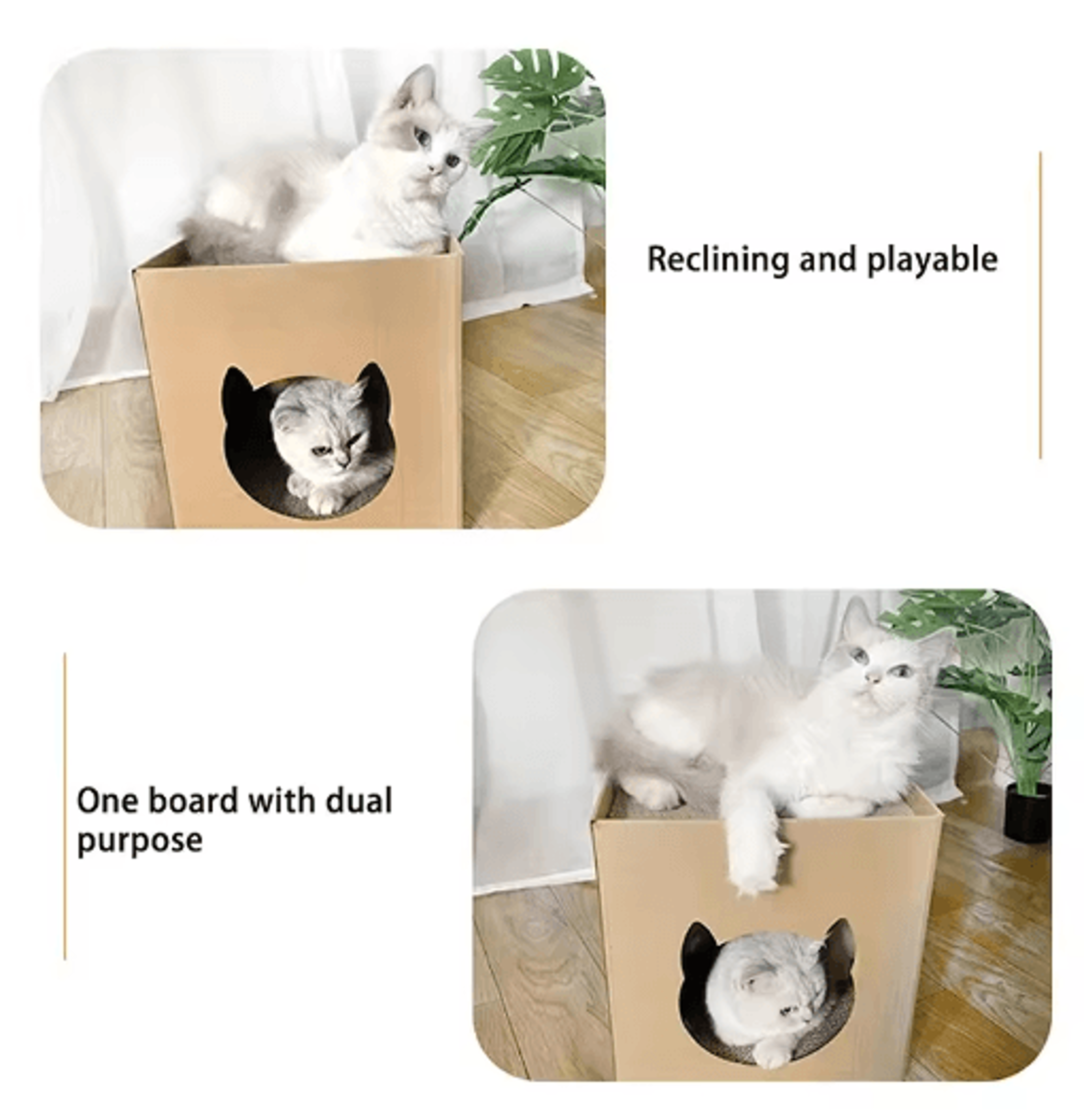 Foldable Cat House With Corrugated Scratching Board Cozy Hideout  Play Space For Cats And Small Pet 3