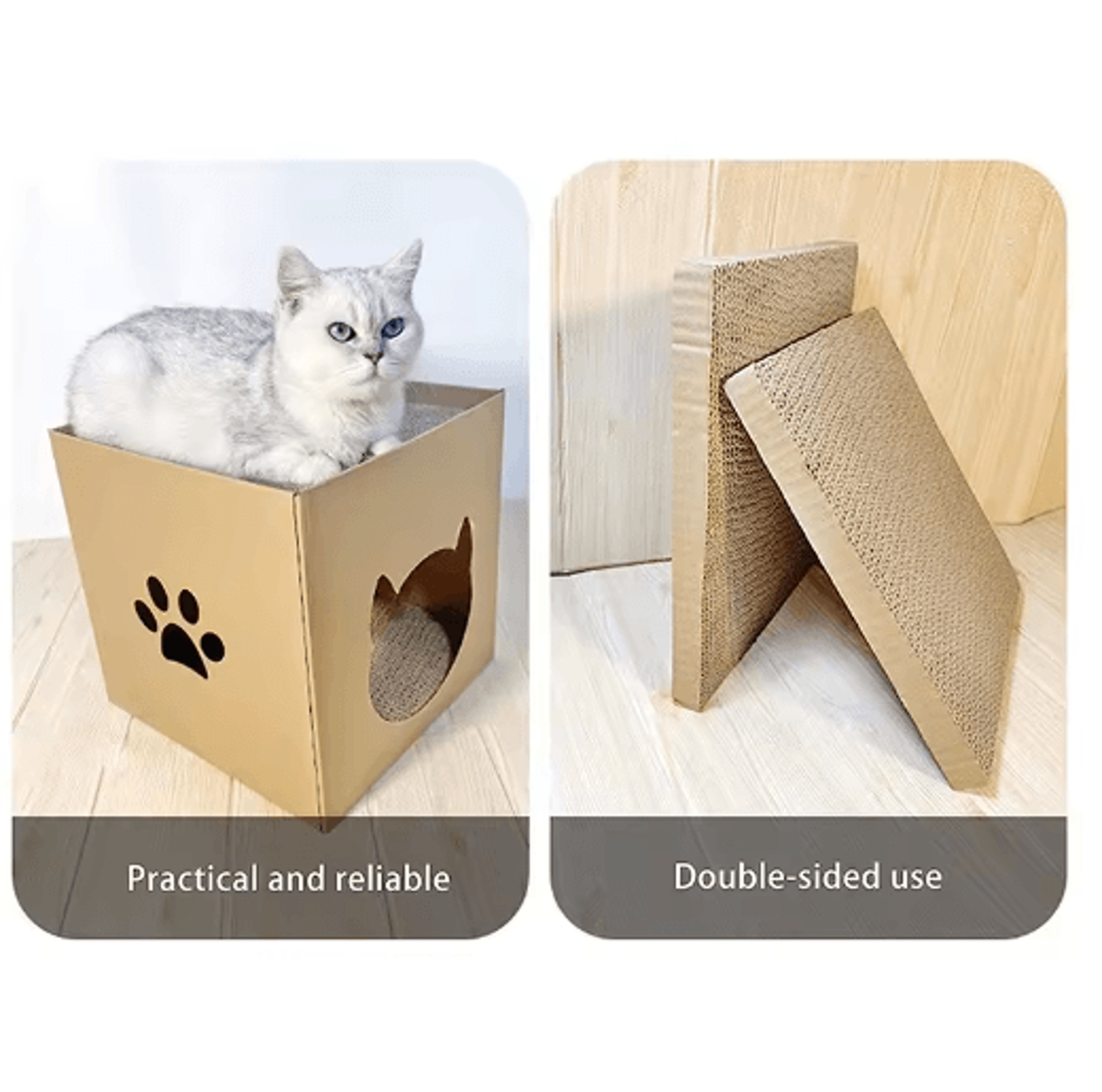 Foldable Cat House With Corrugated Scratching Board Cozy Hideout  Play Space For Cats And Small Pet 4