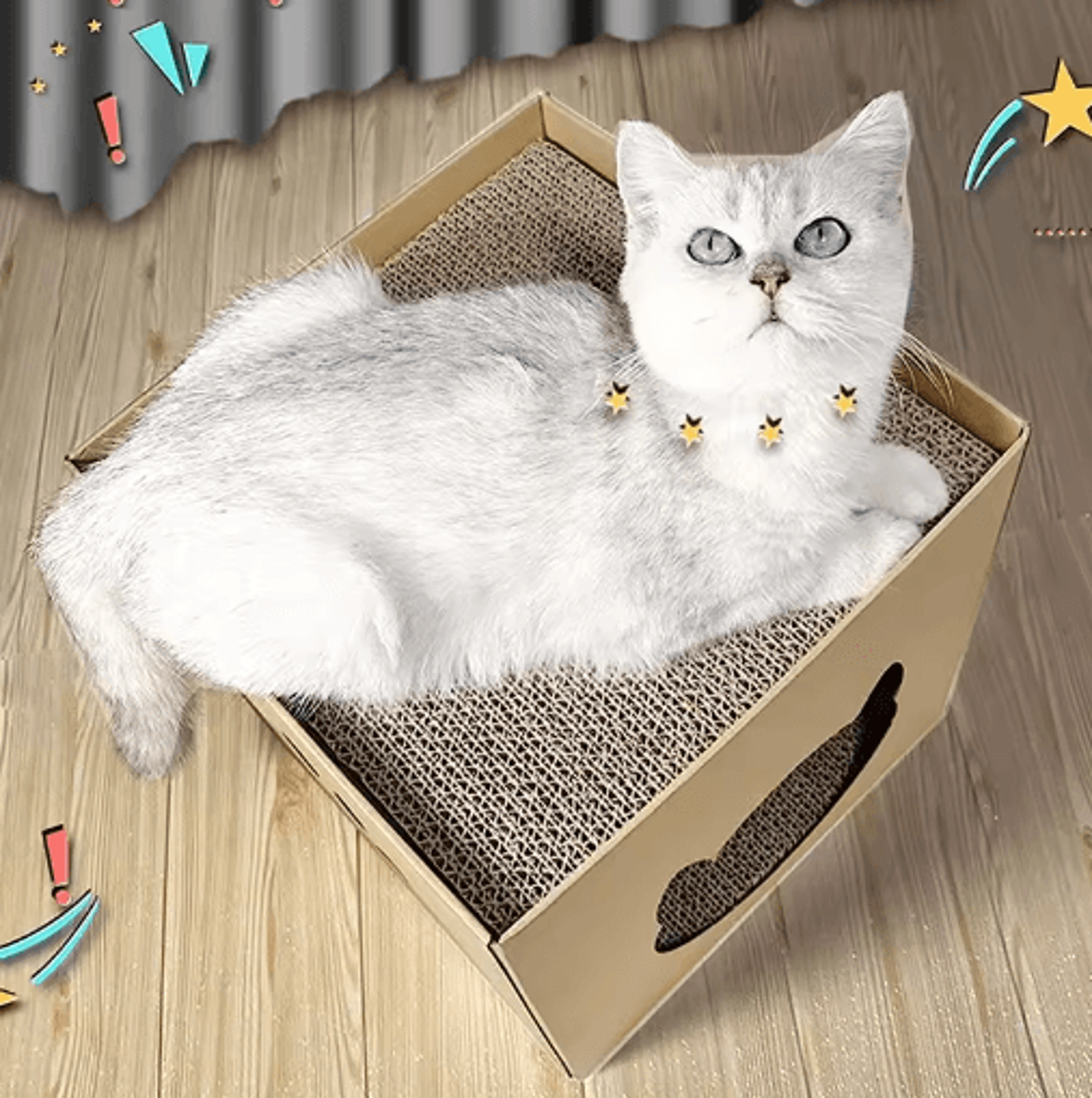 Foldable Cat House With Corrugated Scratching Board Cozy Hideout  Play Space For Cats And Small Pet 5