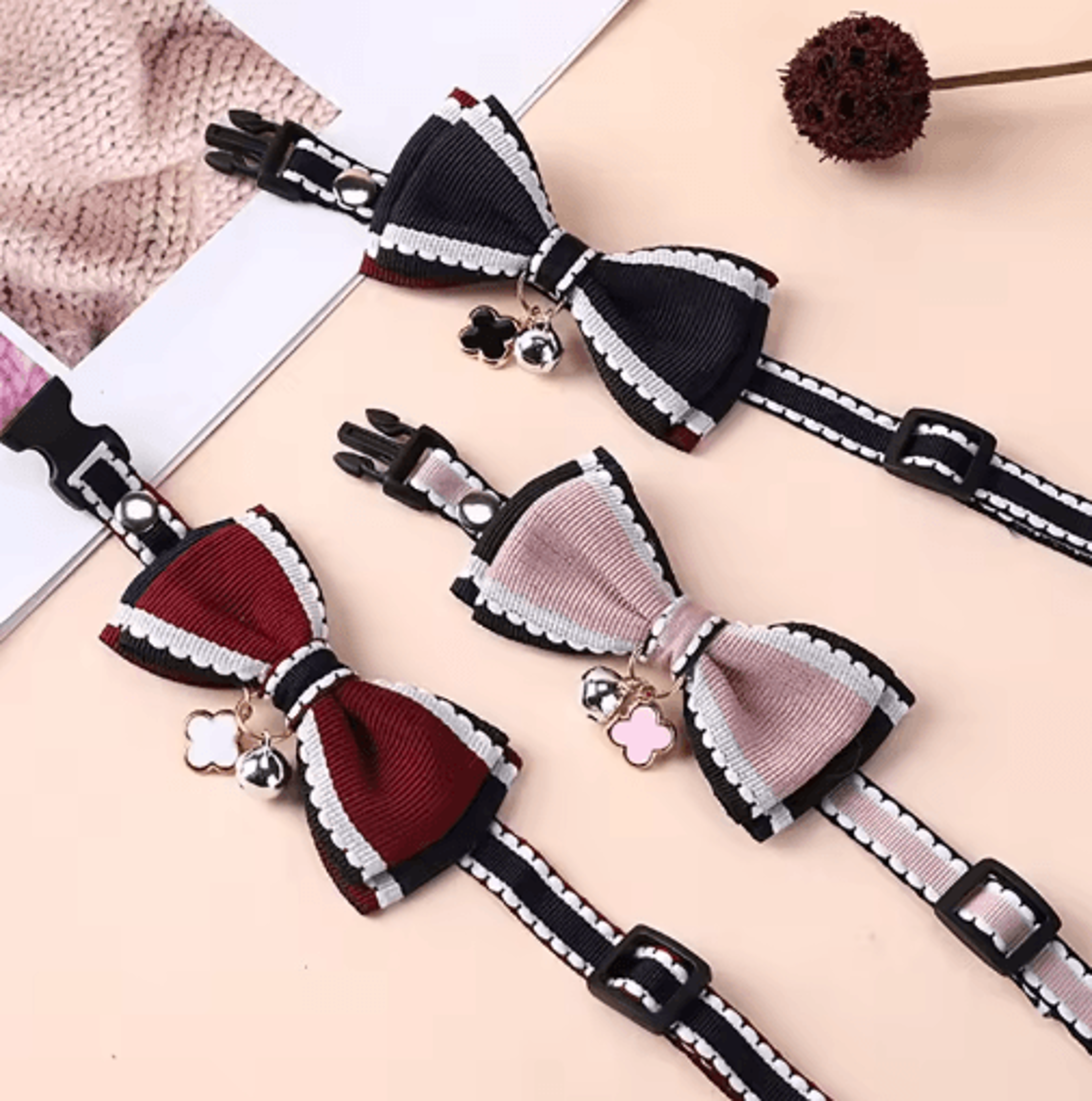 Bella Bow Pet Collar With Bell Adjustable Bow Tie Collar For Cats Kittens  Small Dogs 7