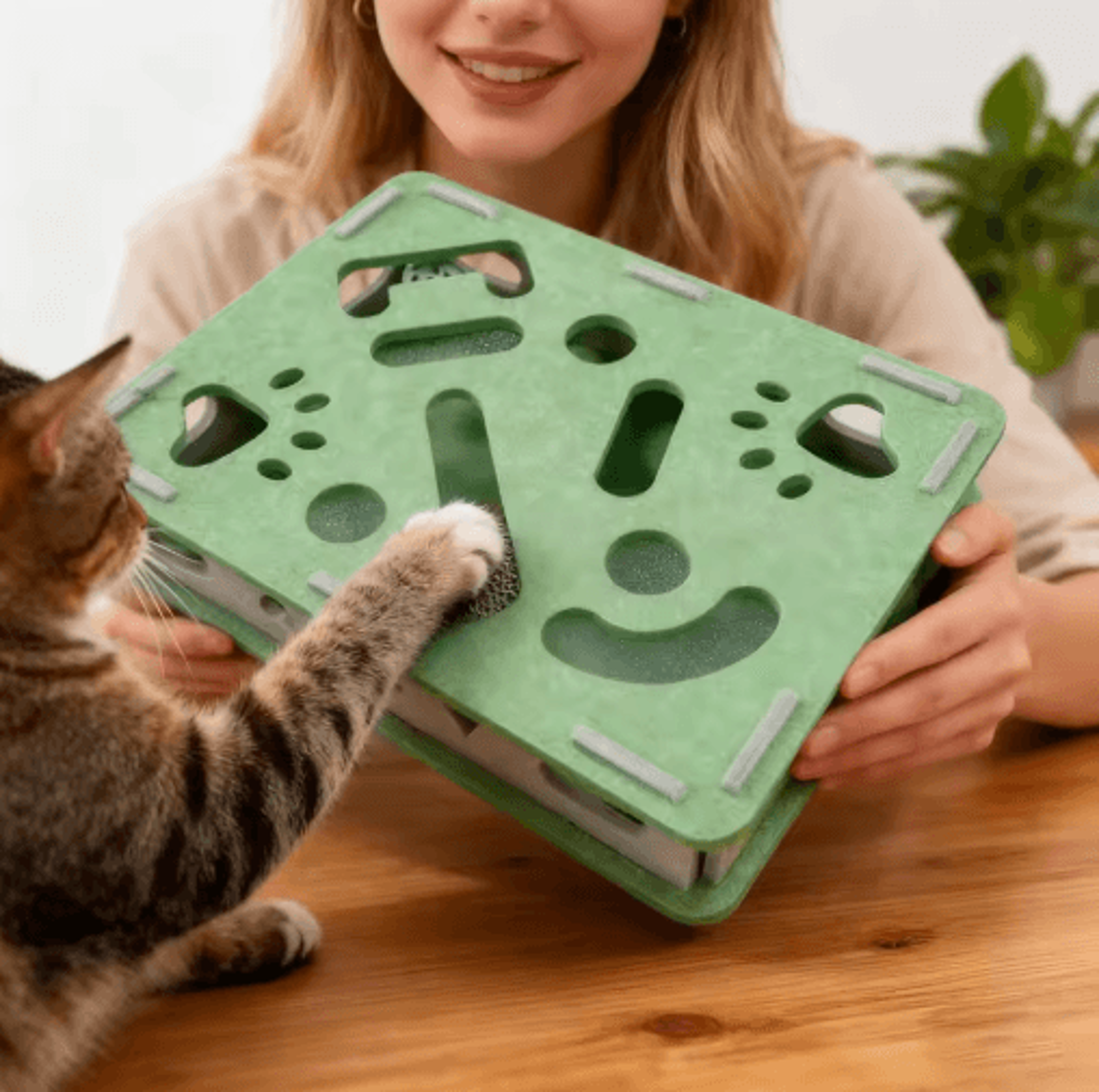 Scratch Play Cat Enrichment Box Interactive Scratcher  Nail File Toy With Bell Balls For Indoor Cat 6