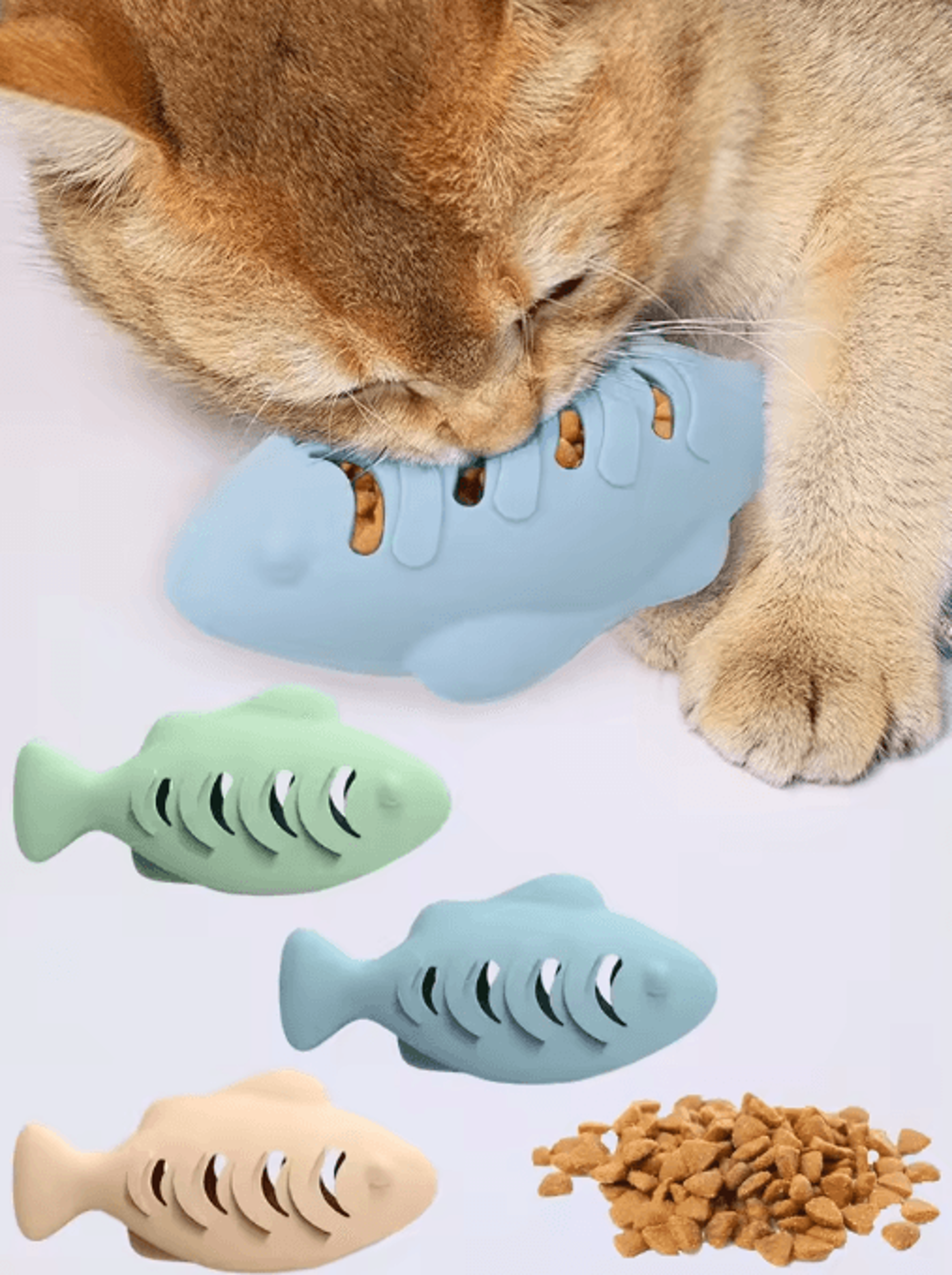 Fin Fun Fish Shaped Cat Treat Toy Interactive Dental Chew Puzzle  Snack Dispenser For Cats 0