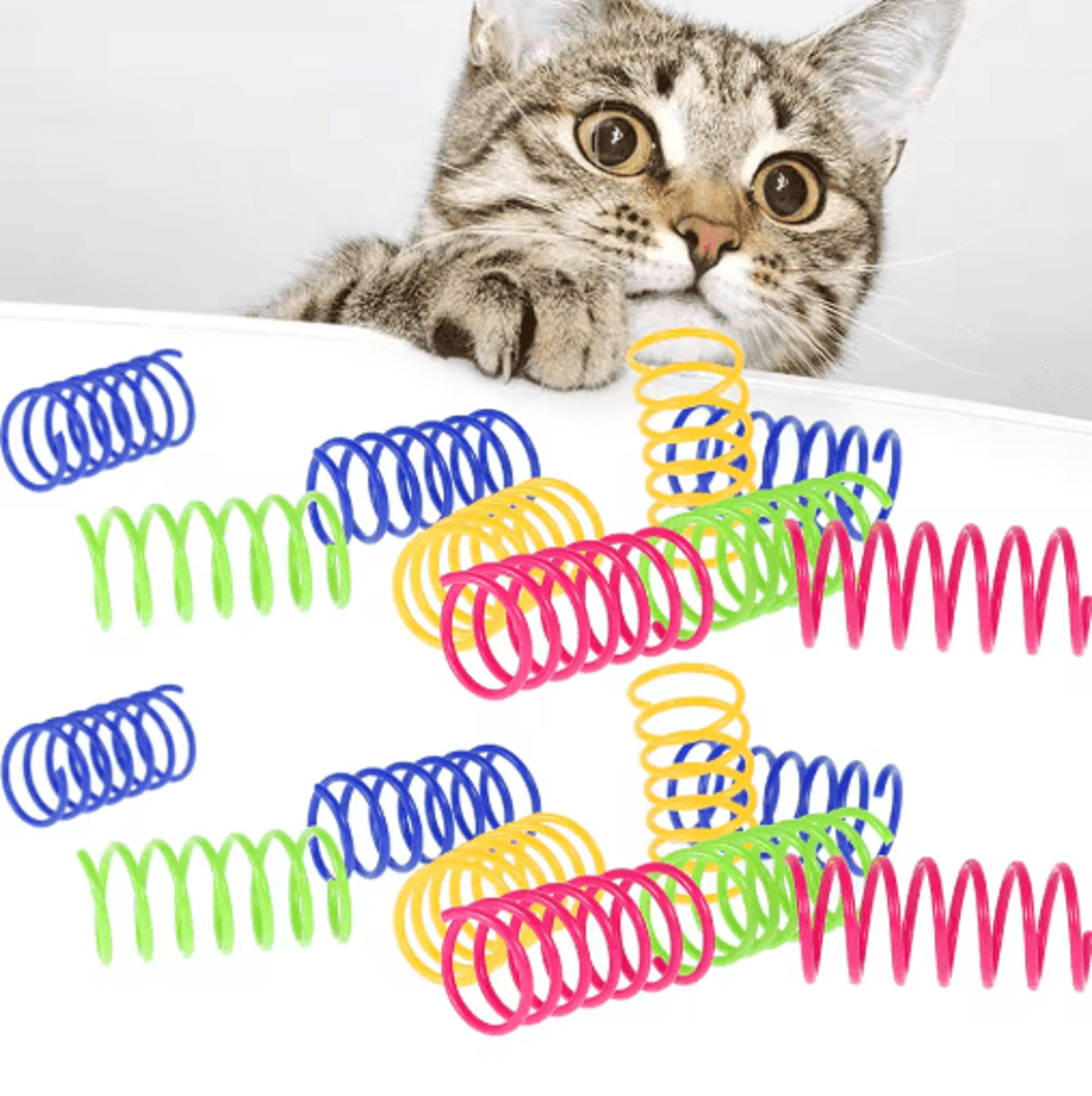 spring pounce cat coil toy set colorful interactive spring toys for cats & kittens