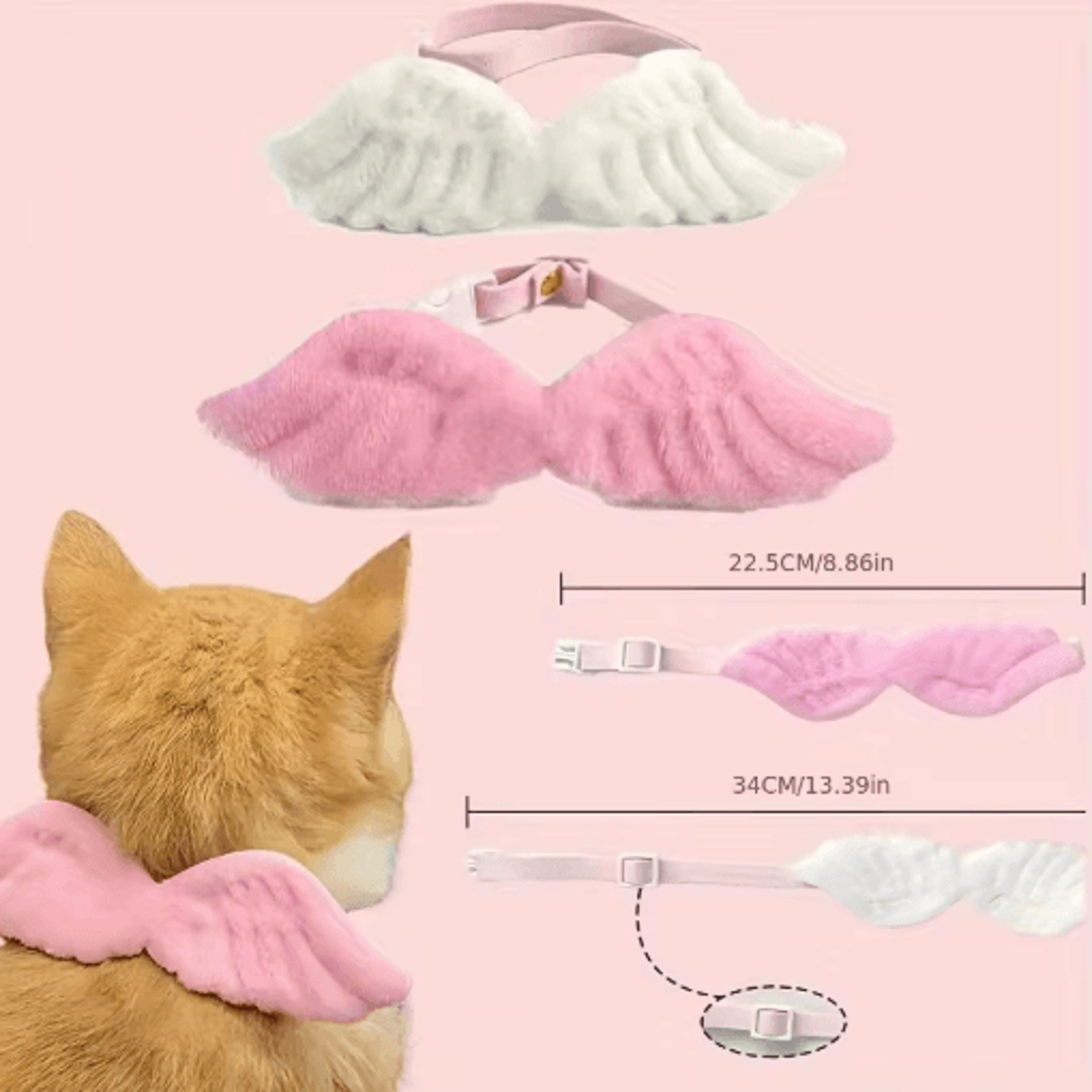 angelpaws pet costume collar set wings & bow tie holiday dress-up accessory for dogs & cats