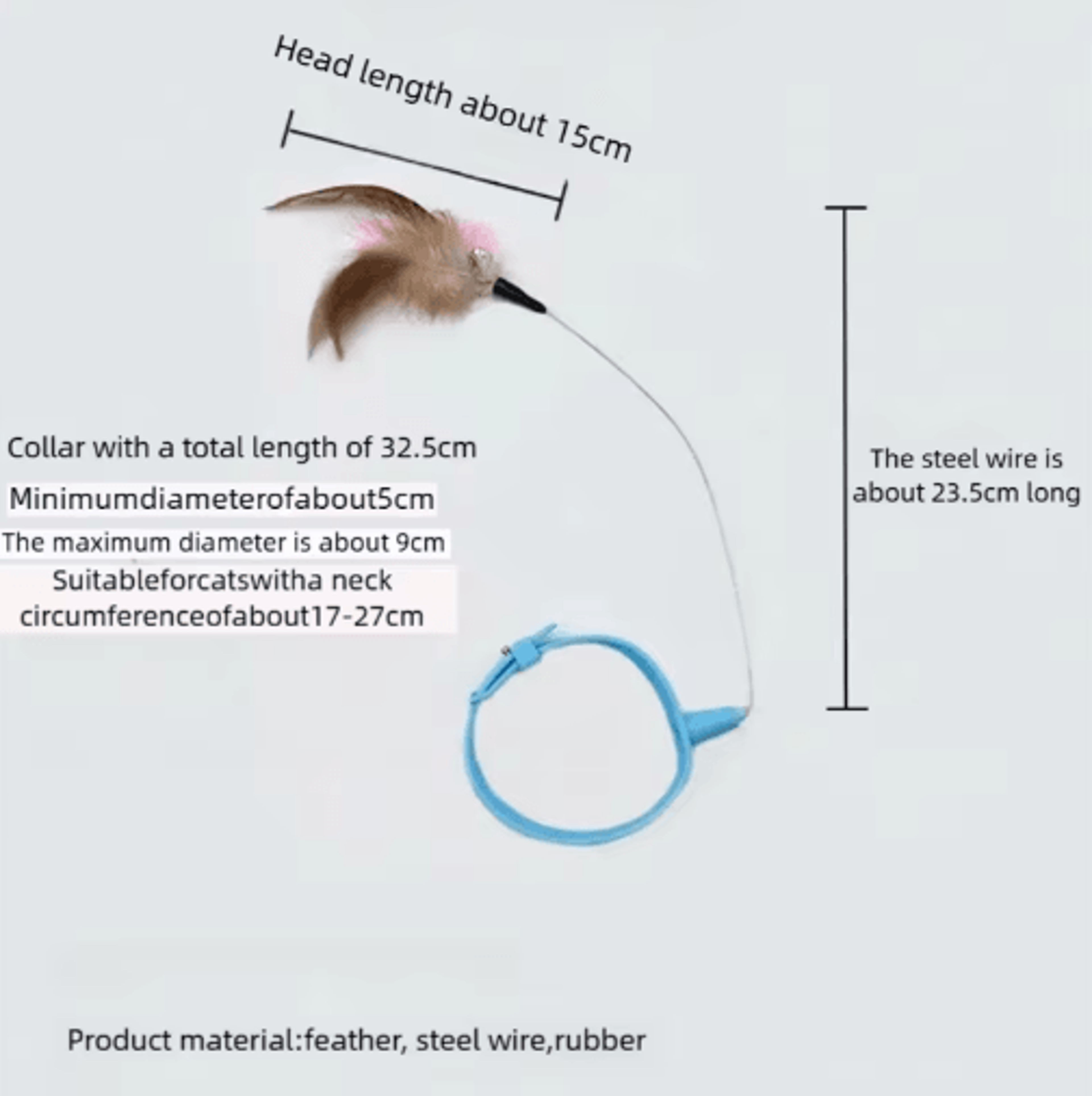 Feather Ring Self Play Cat Collar Toy Interactive Feather  Bell Neck Teaser For Cats 4