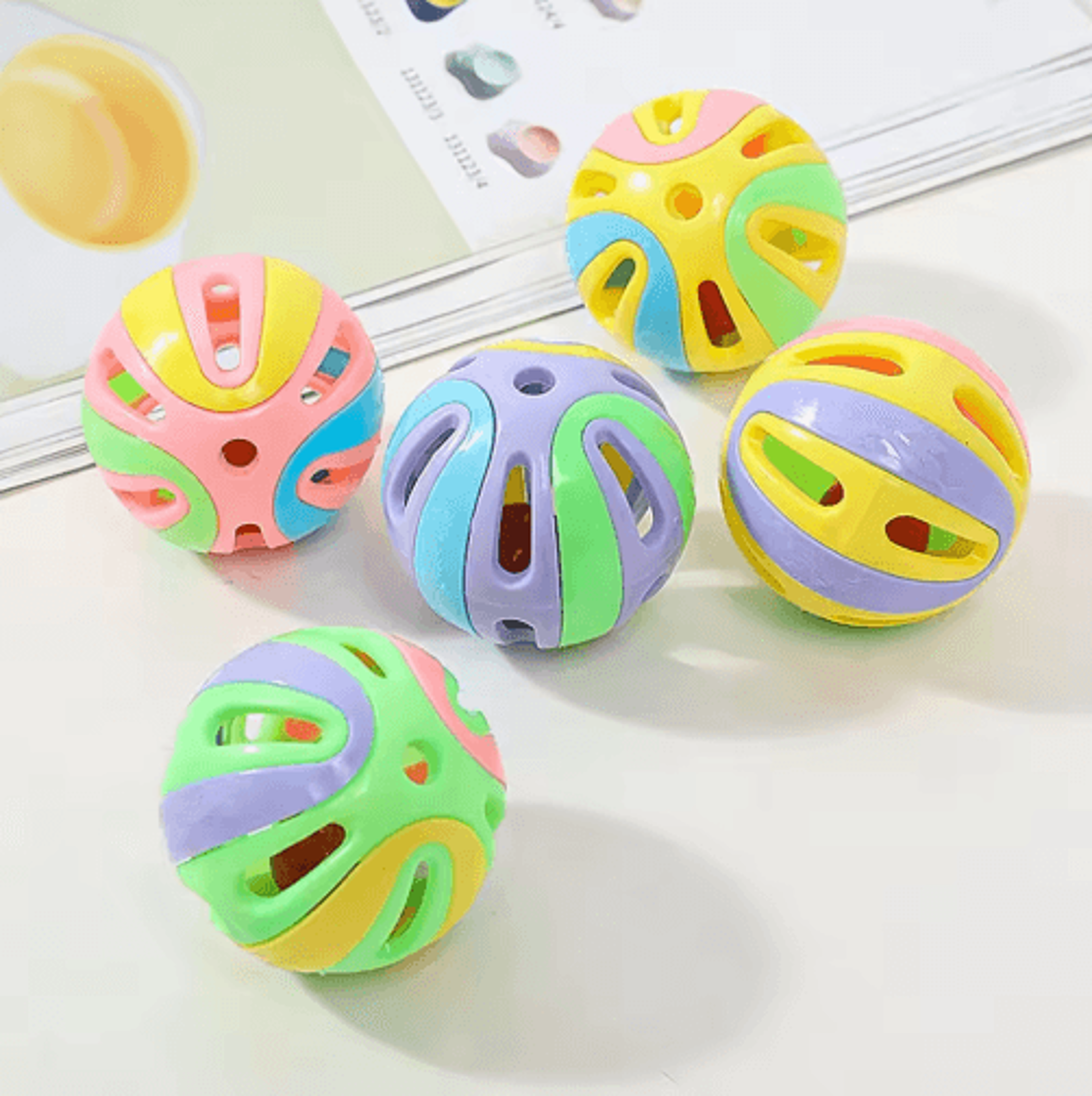 jinglebounce bell ball cat toy – colorful interactive self-play toy for cats & kittens