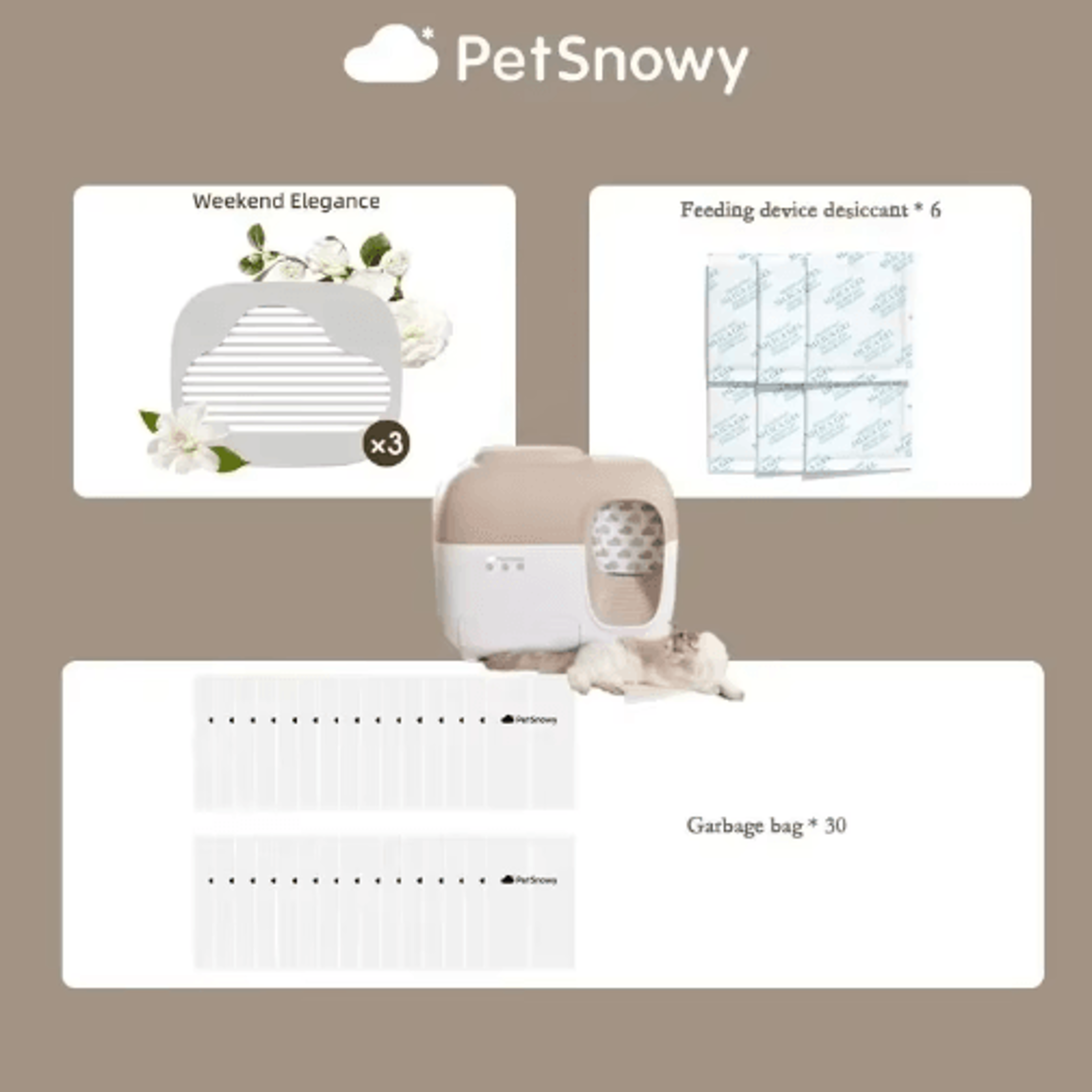 PetSnowy FreshCare Maintenance Kit  Deodorizing Tablets Waste Bags  Desiccant Refills For Smart Cat 0