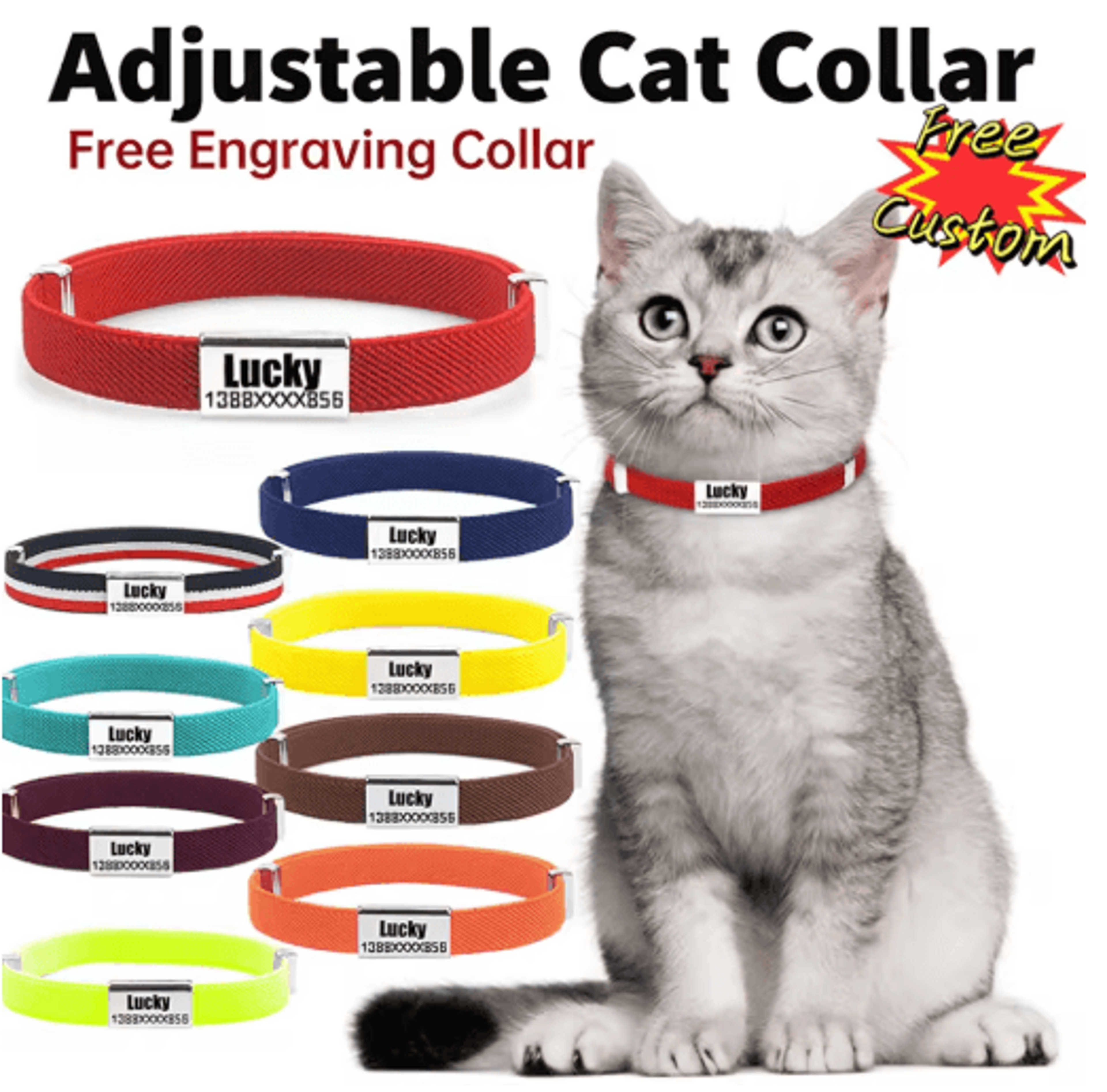 PawID Personalized Breakaway Pet Collar  Custom Name Collar With Metal ID Tag For Cats  Small Dogs 0