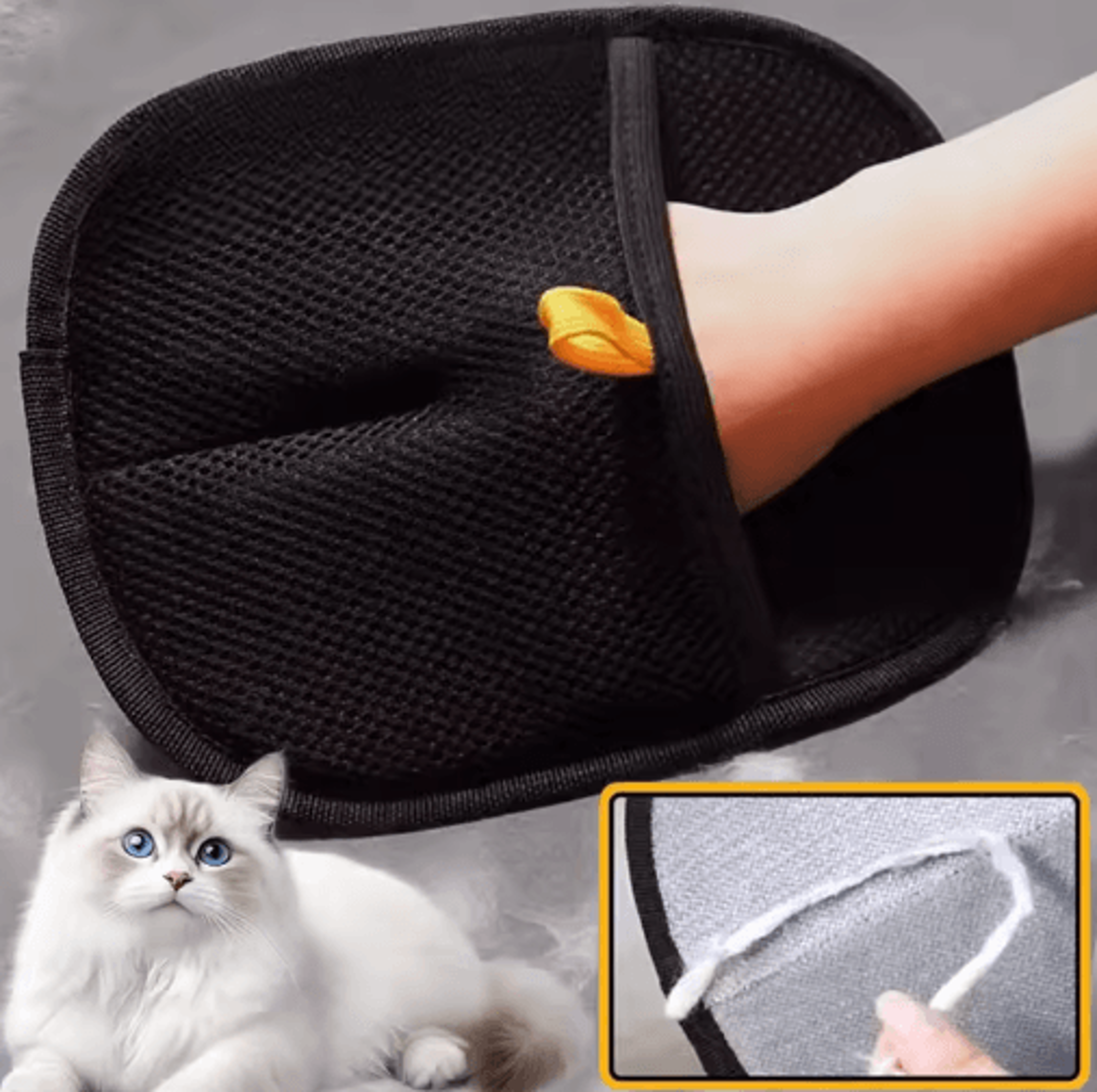 fursweep reusable grooming gloves – electrostatic pet hair remover mitts for cats & dogs