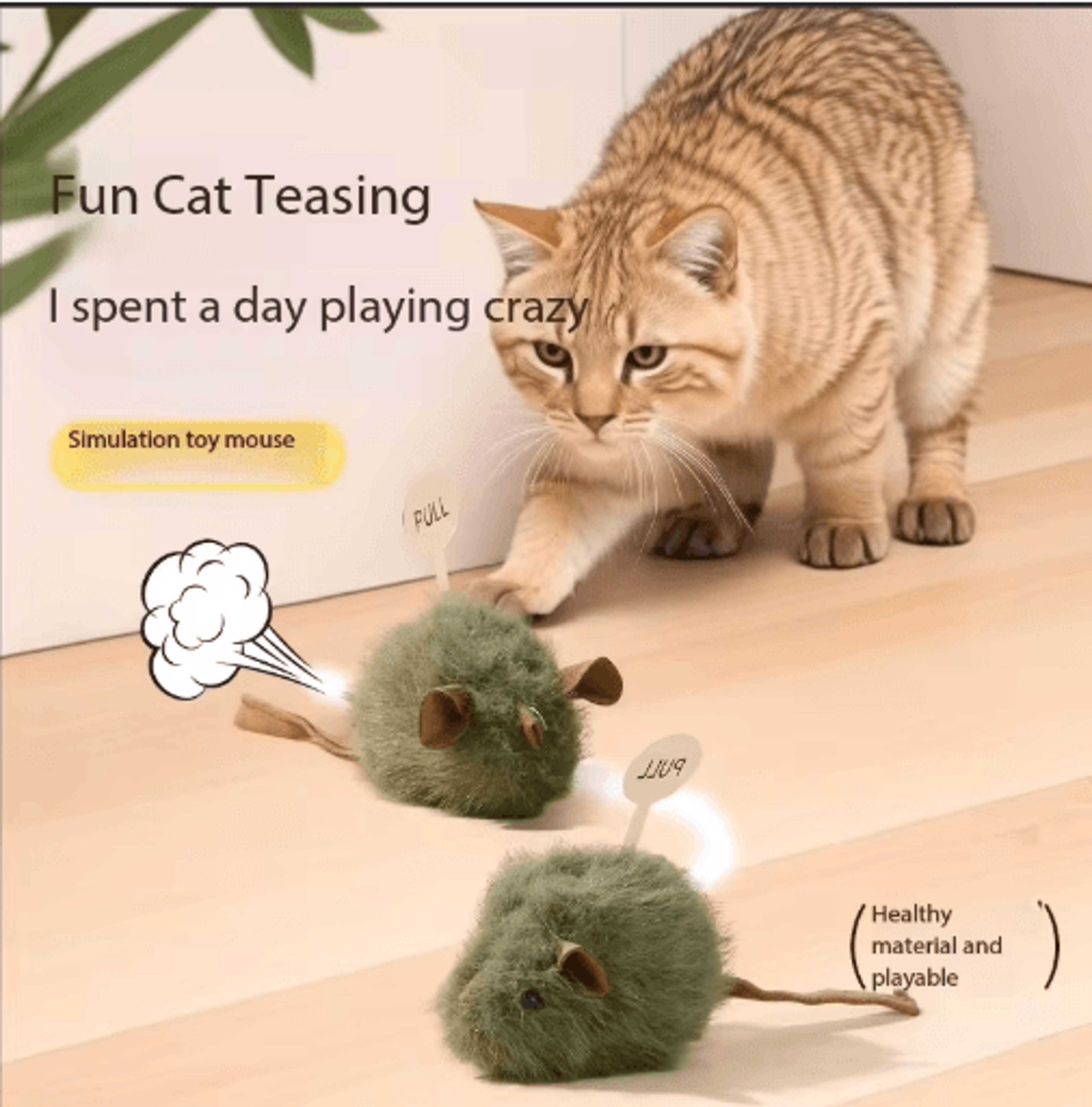SqueakyMouse Smart Interactive Plush Cat Toy 0
