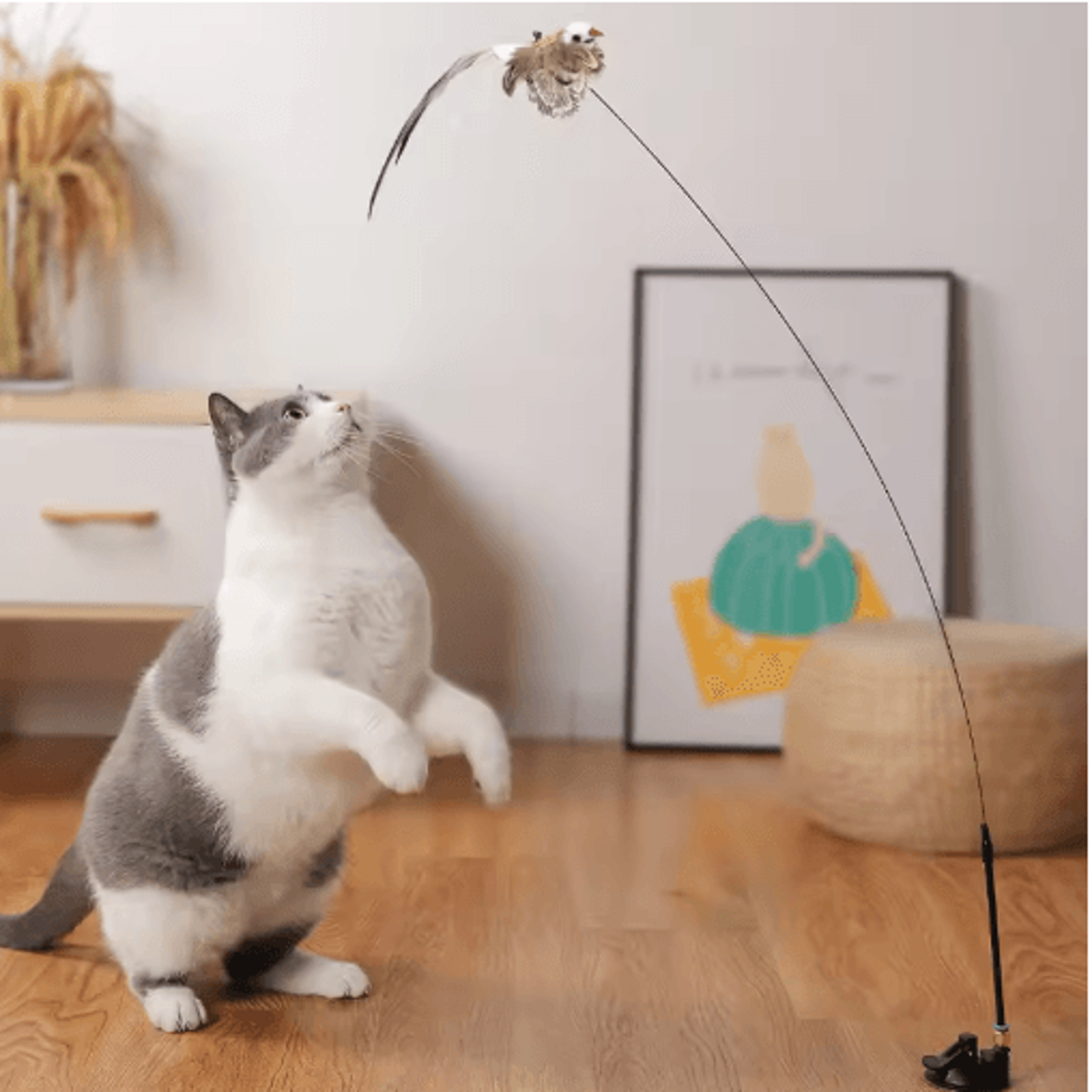 Feather Flight Interactive Bird Teaser Wand Toy For Cats 12