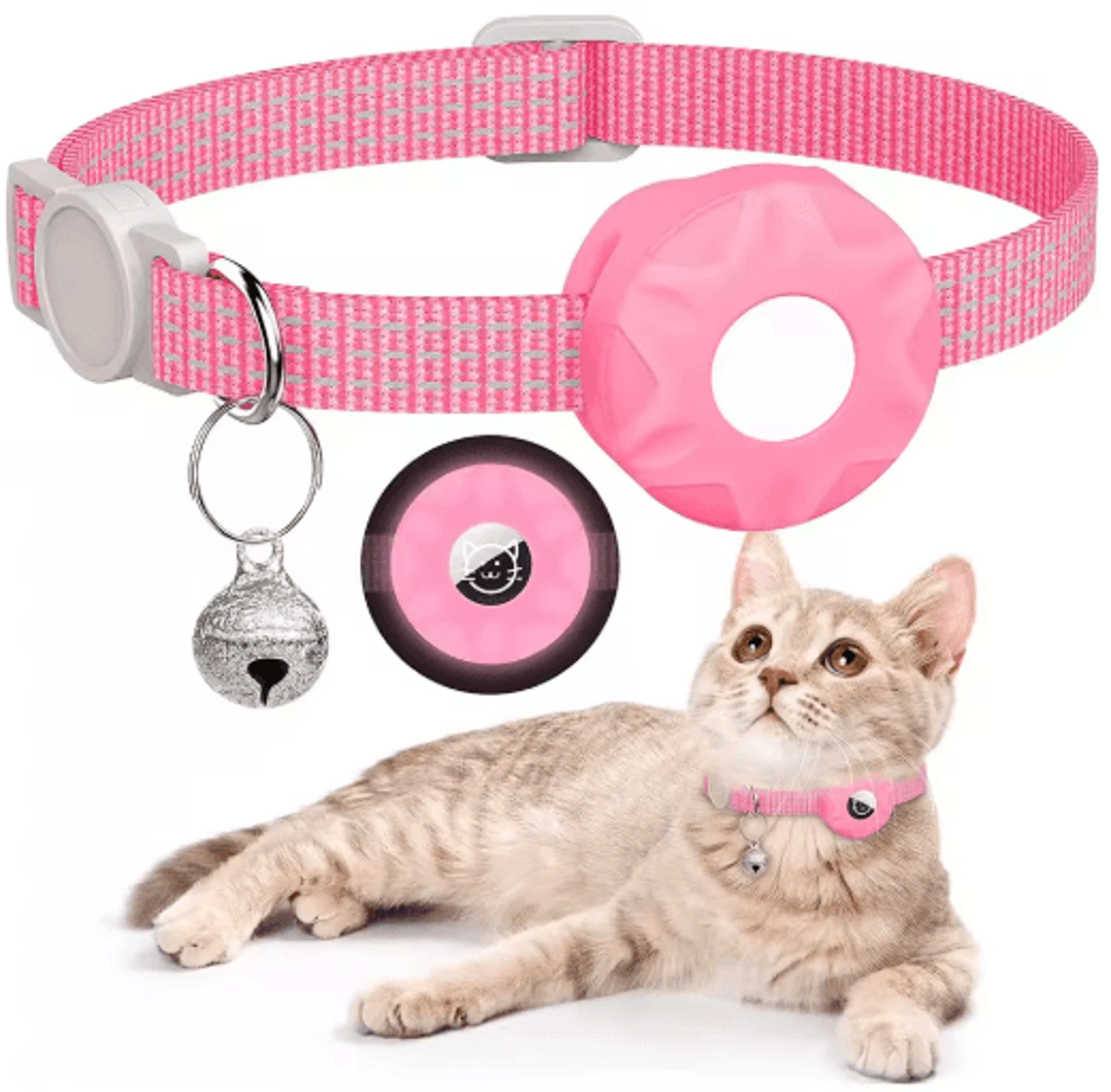 SafeTrack Reflective AirTag Cat Collar With Bell  Secure Holder 2