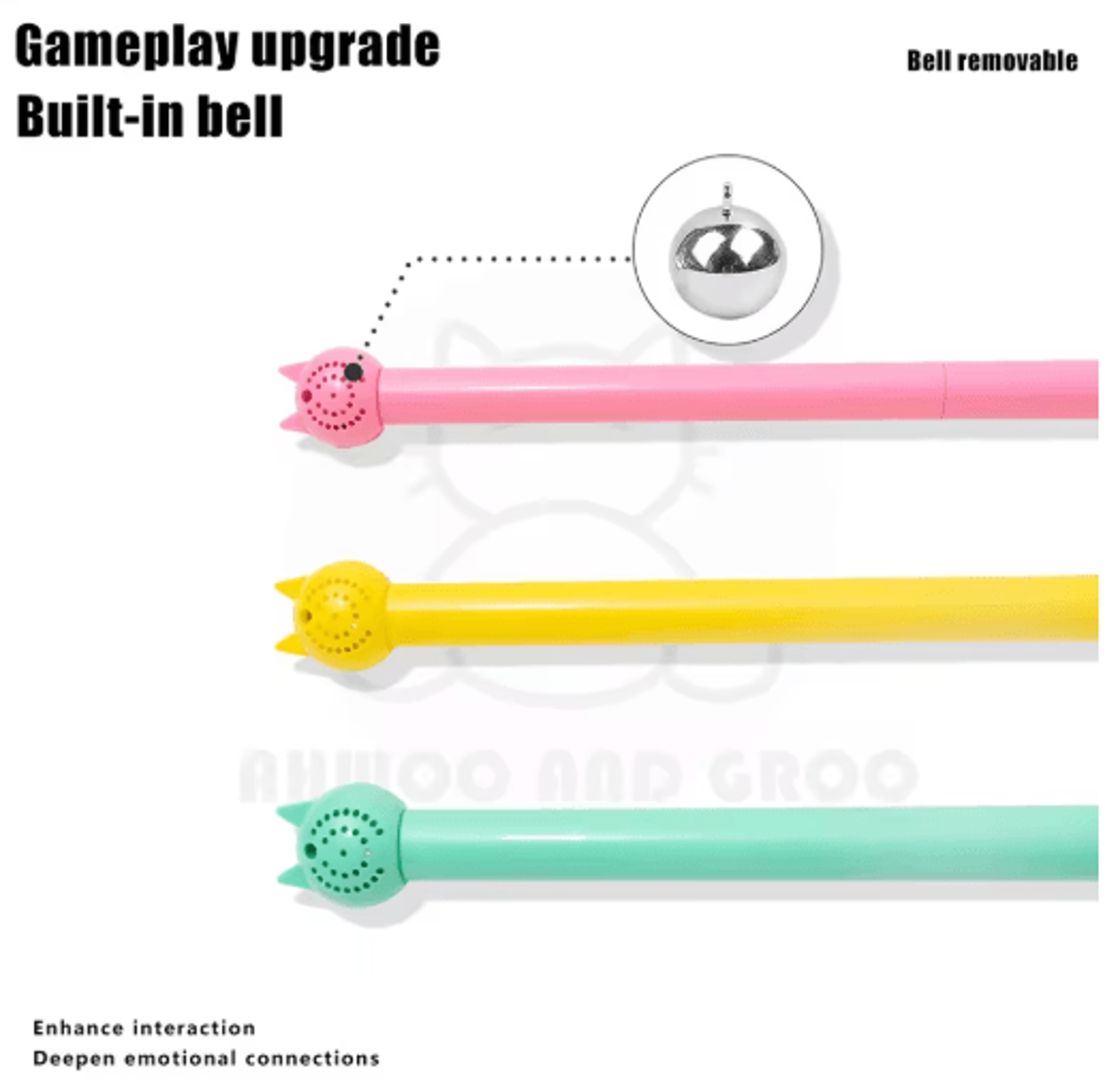 WiggleTail Interactive Mouse Tail Cat Teaser Wand With Bell 10
