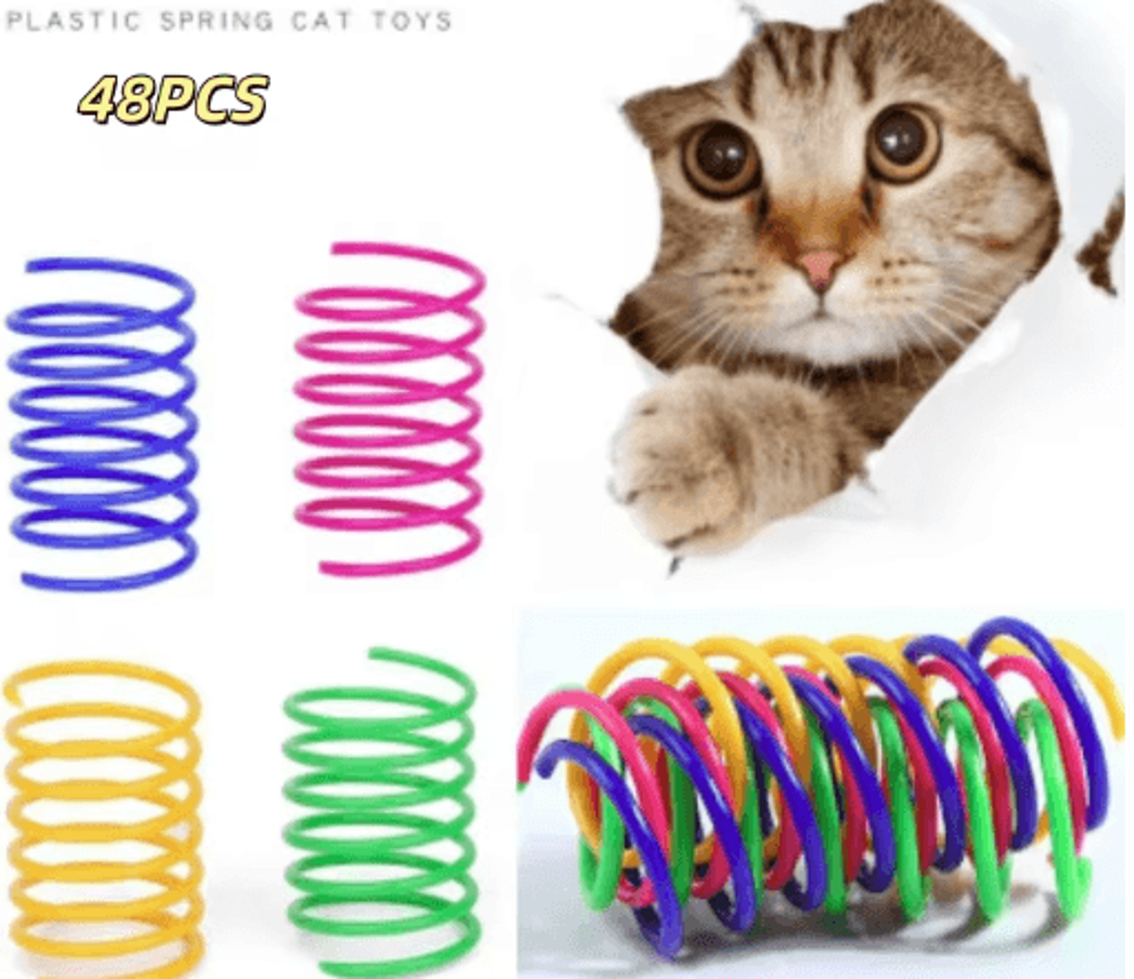 Spring Bounce Colorful Interactive Cat Spring Toy Set 1