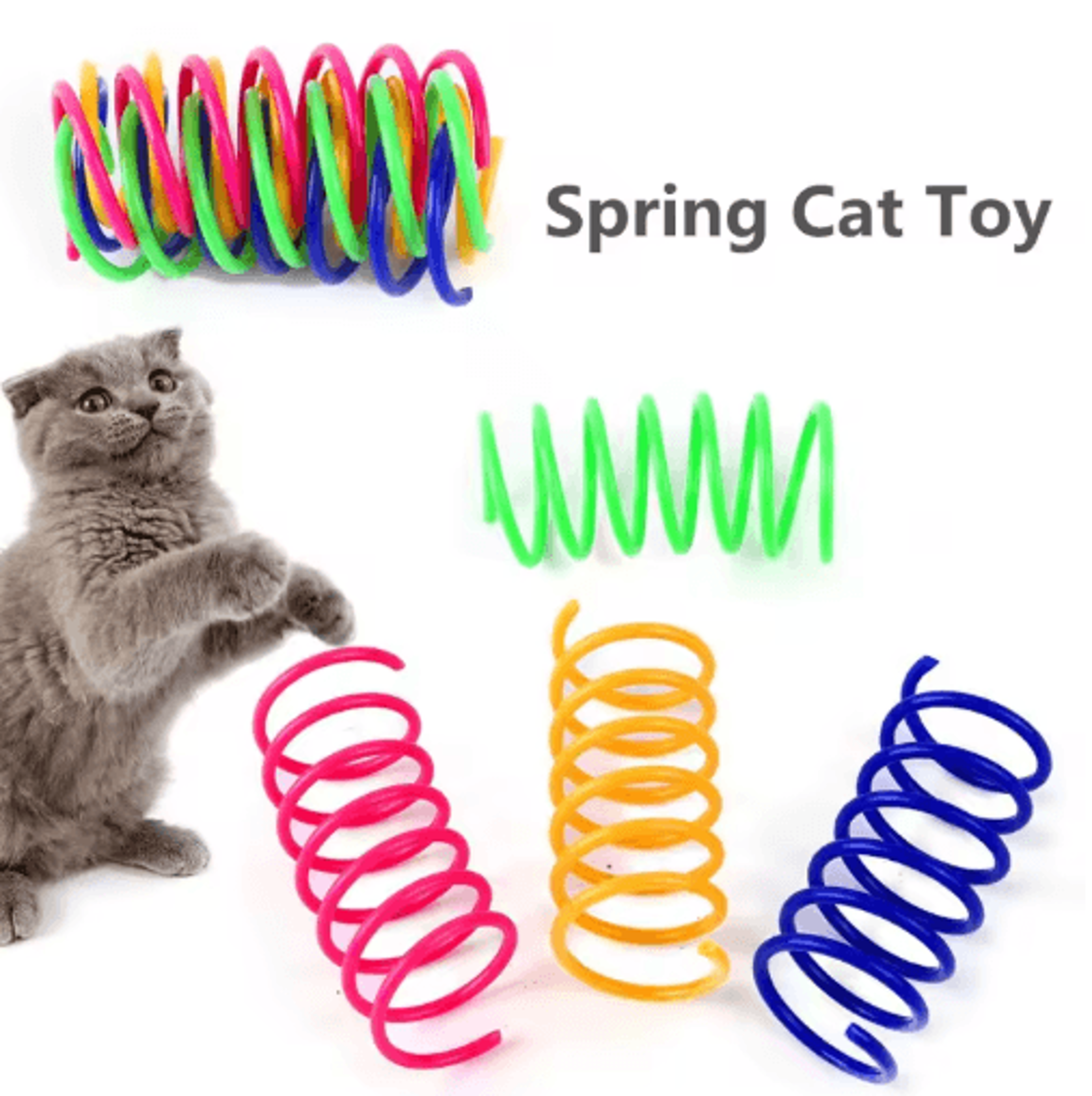 Spring Bounce Colorful Interactive Cat Spring Toy Set 9