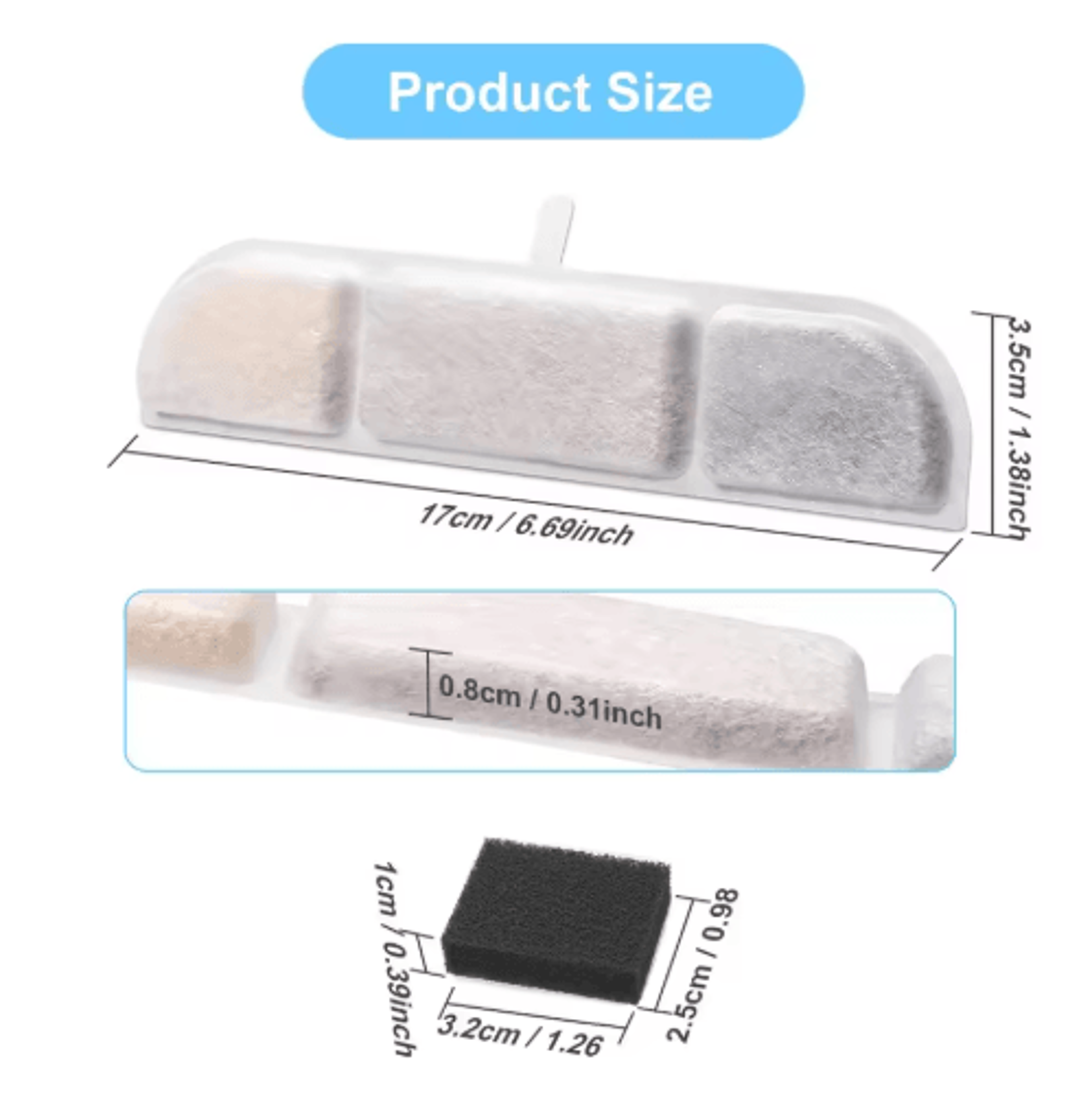 Pure Flow Activated Carbon Filter Cartridge Replacement For DownyPaws Cat Fountain 5