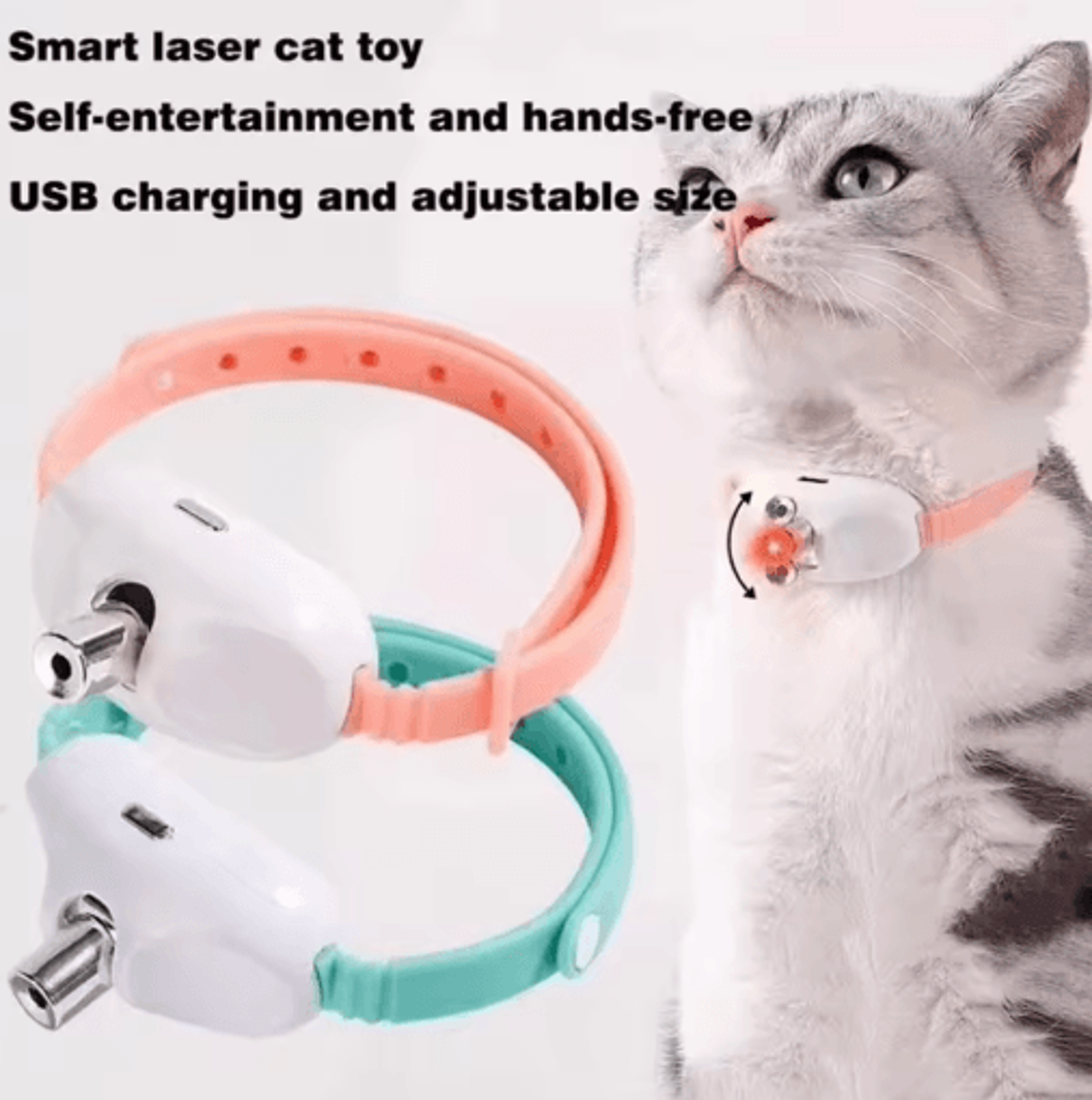 Laser Pounce Rechargeable Automatic Cat Laser Collar Toy 7