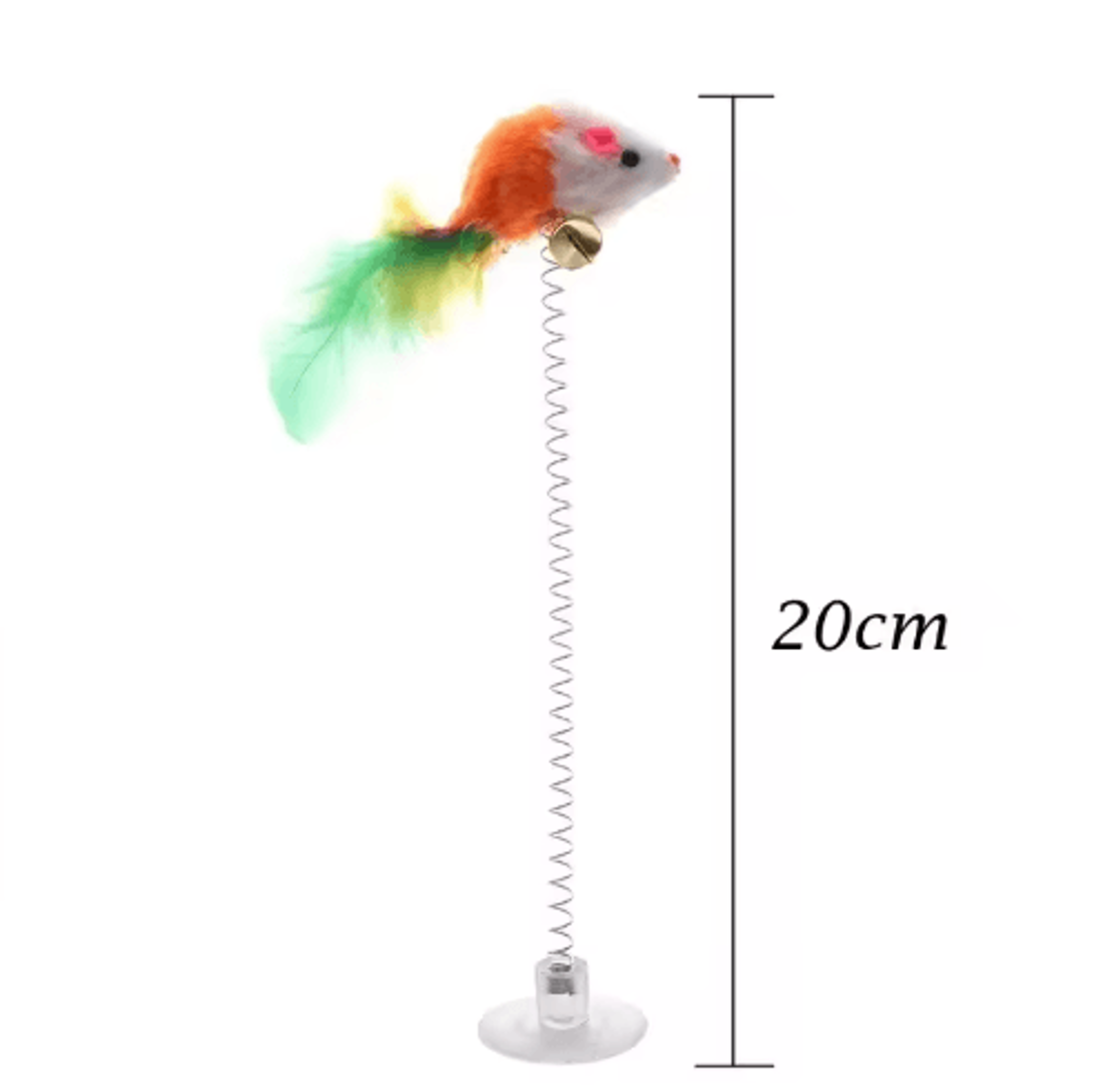 SpringPounce Suction Cup Cat Toy  Interactive Mouse  Feather Teaser With Bouncy Spring 5