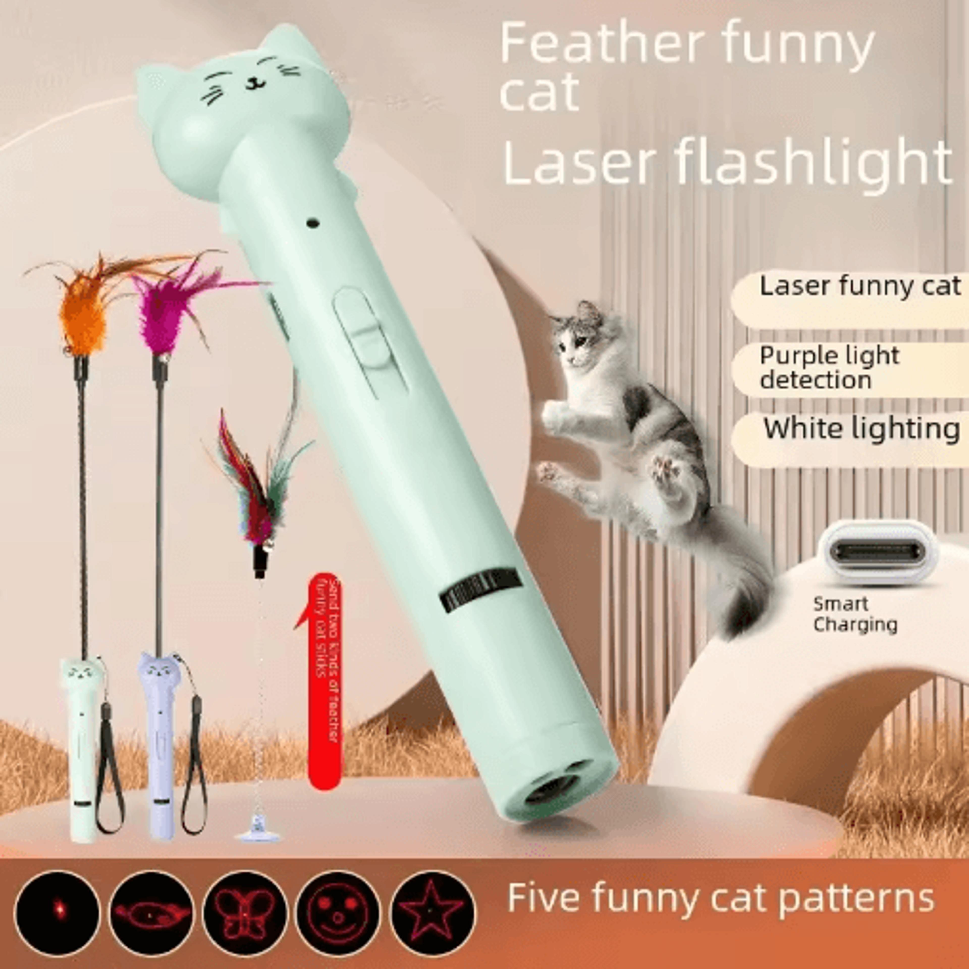 Laser Pounce USB Cat Teaser Pen  Rechargeable Infrared Laser Toy With Fun Projection Patterns 4