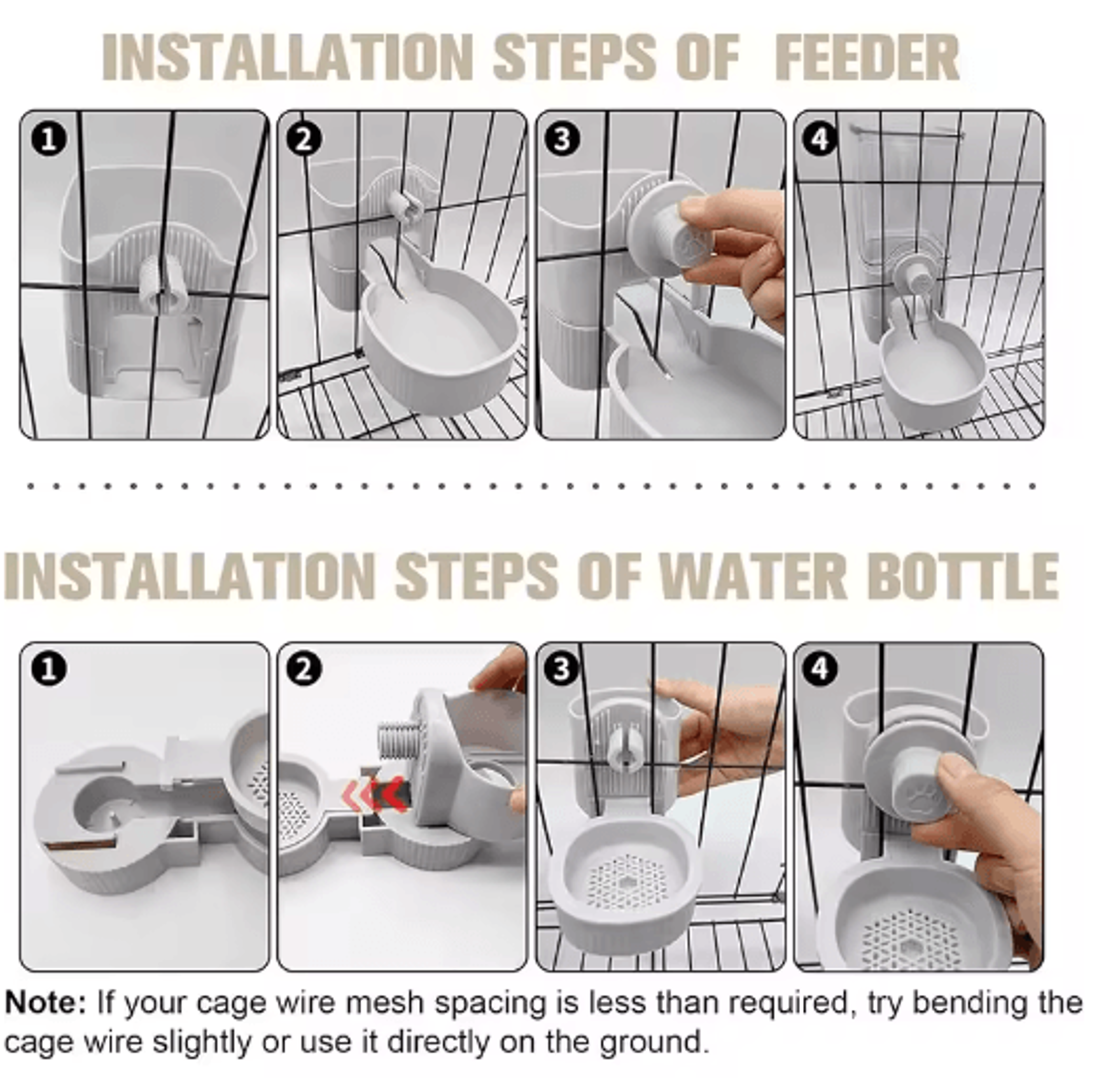 CageMount Gravity Pet Feeder  Water Dispenser Set  Hanging Automatic Food  Water Station For Cats D 7