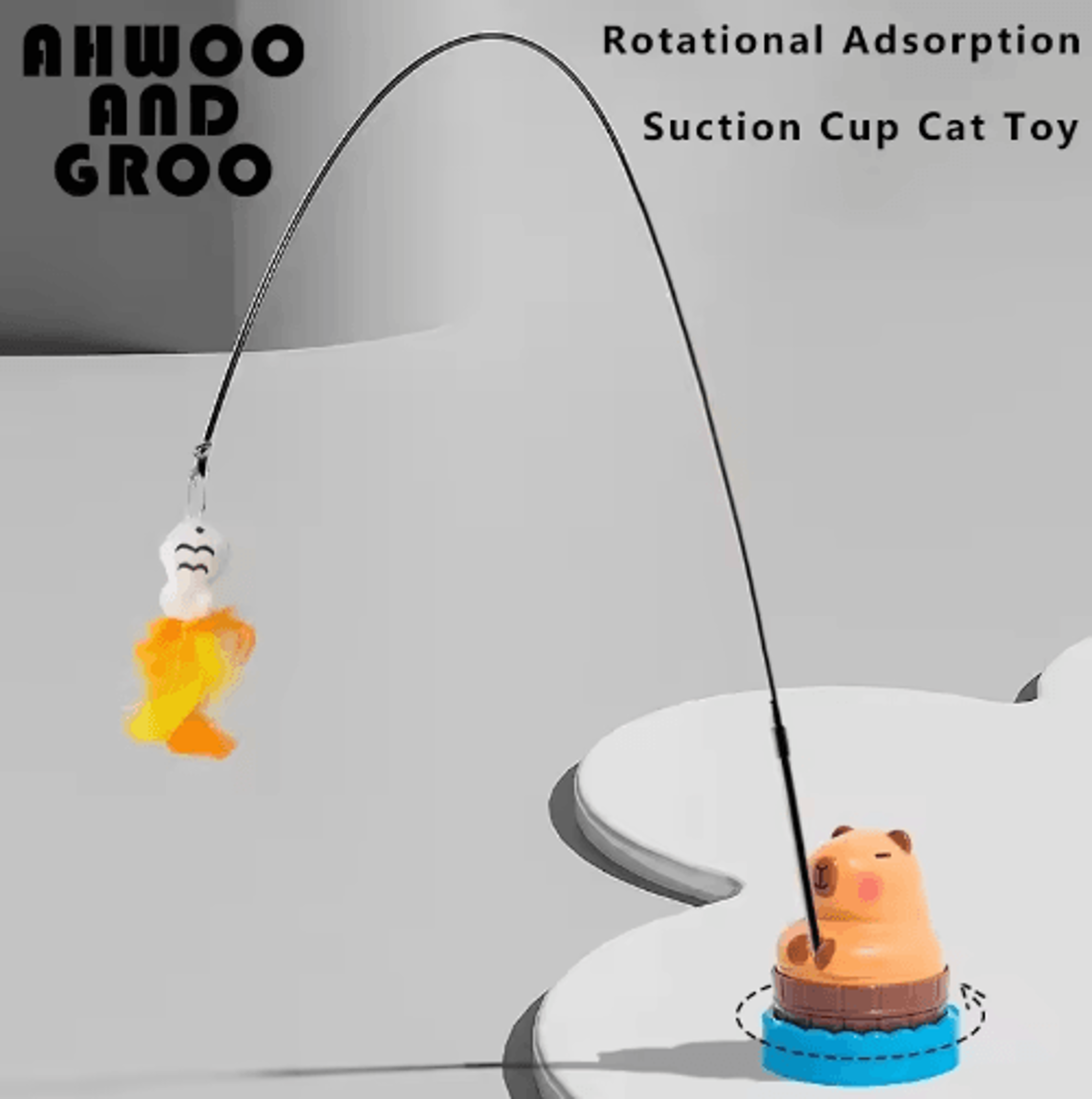 capybara bird teaser wand cat toy with bell for interactive play