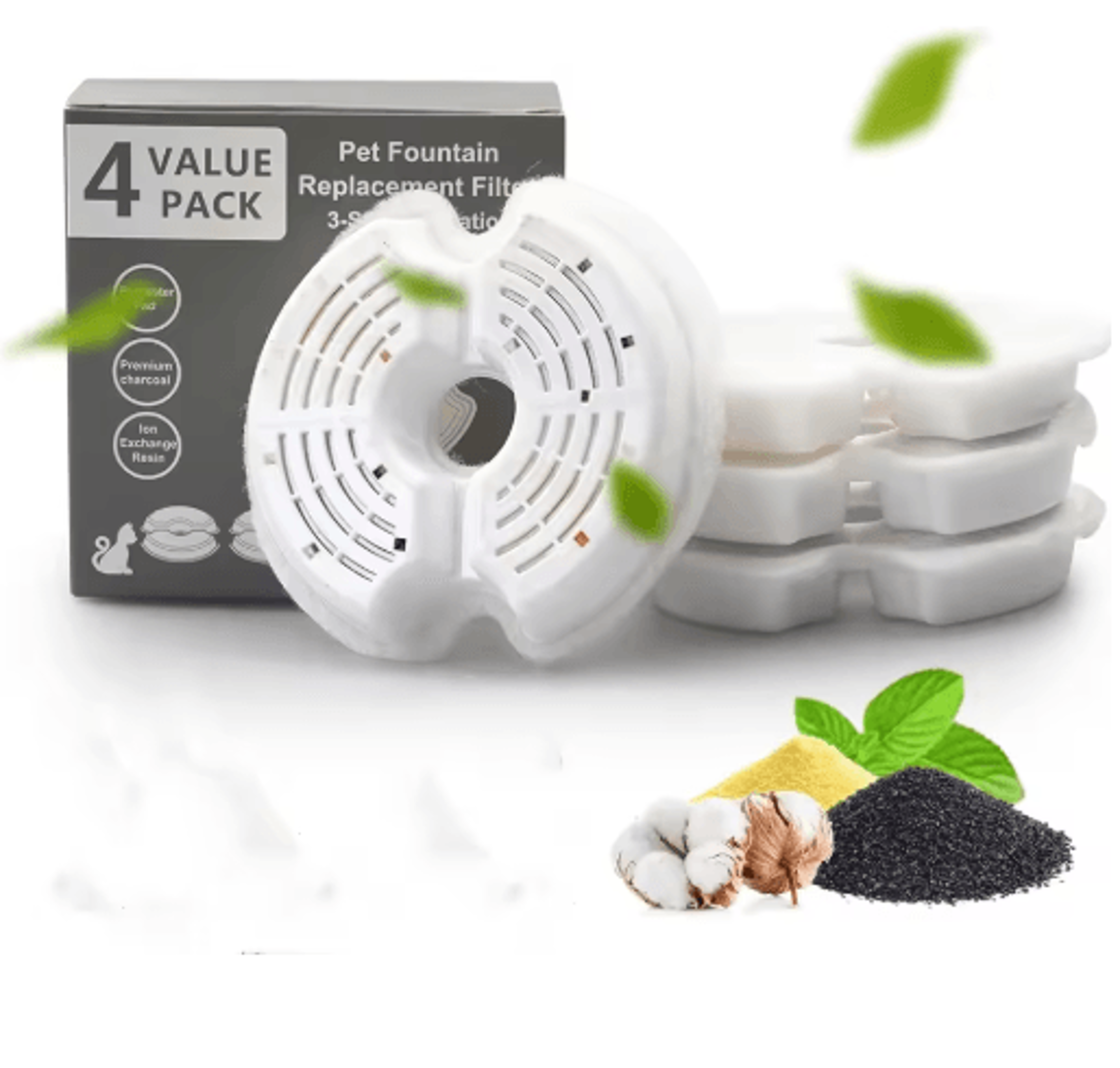 MultiLayer Cat Water Fountain Replacement Filters For Cleaner Pet Water 48 Pack 2