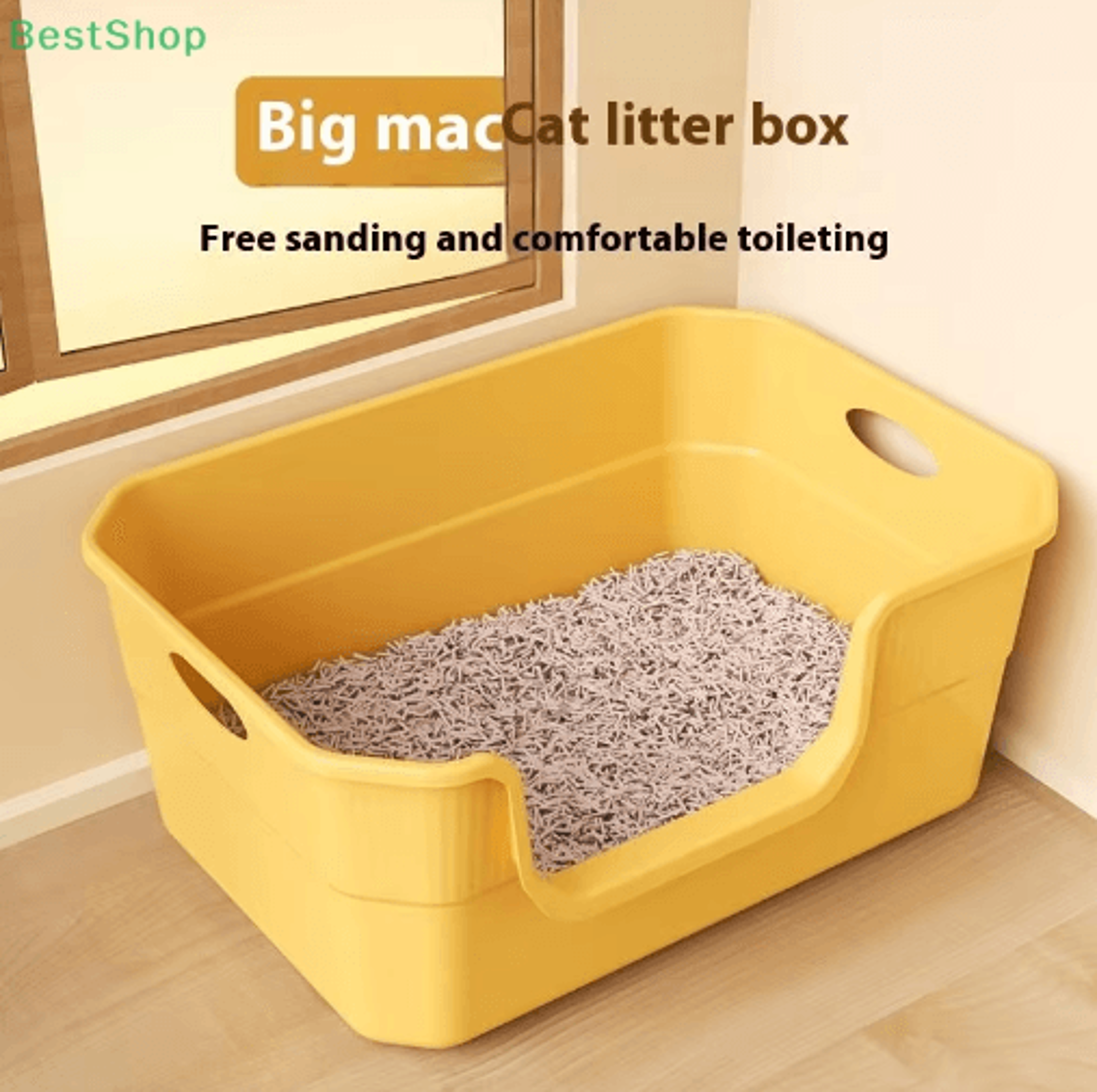Extra Large HighSided Cat Litter Box For Cleaner  More Comfortable Use 0