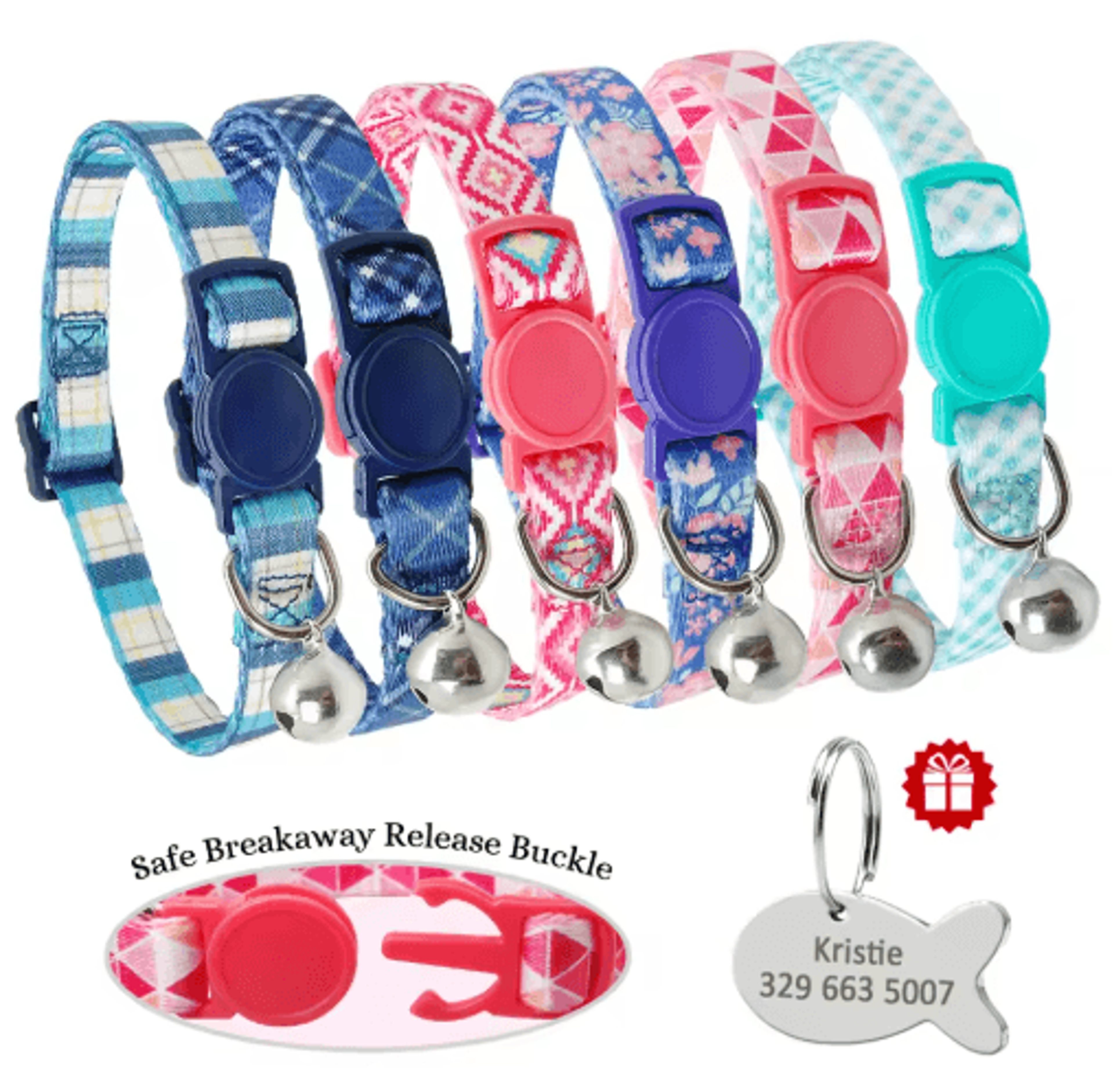 Personalized Engraved Nylon Cat Collar With Custom ID Tag 9