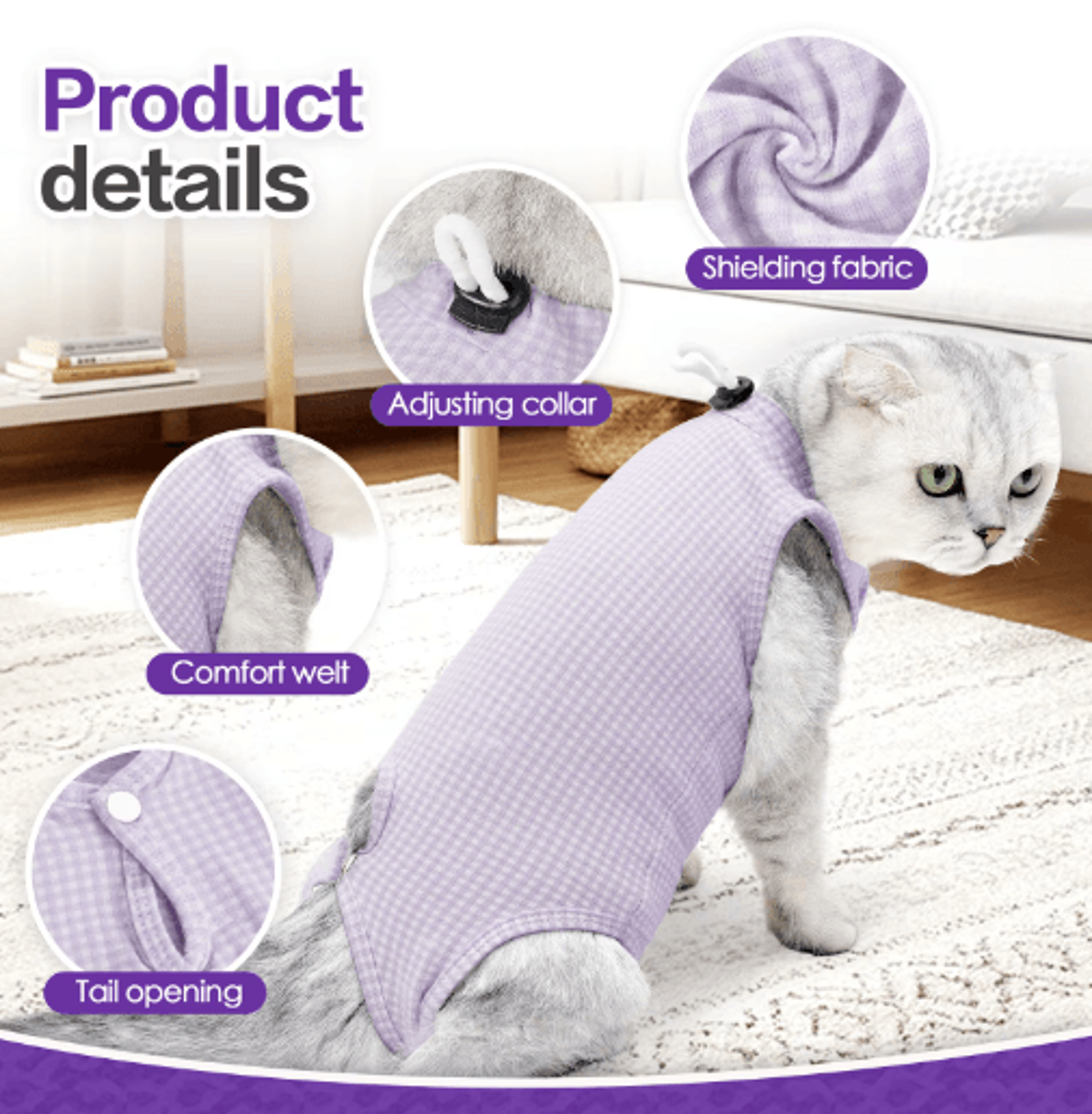 Professional Cat Recovery Suit For PostSurgery Healing  Wound Protection 3