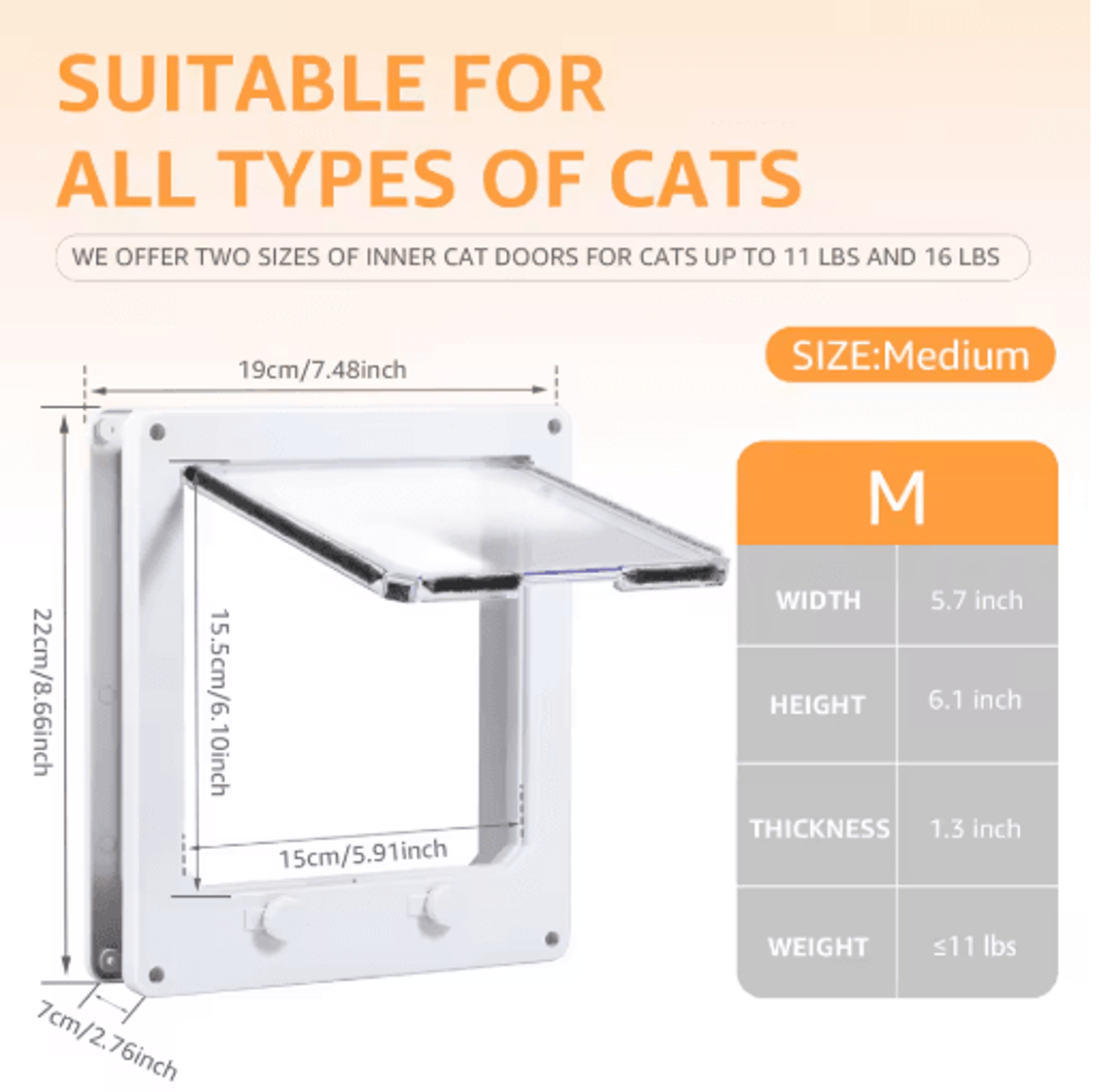 4Way Locking Cat Door With Secure Flap For Easy Pet Access 2