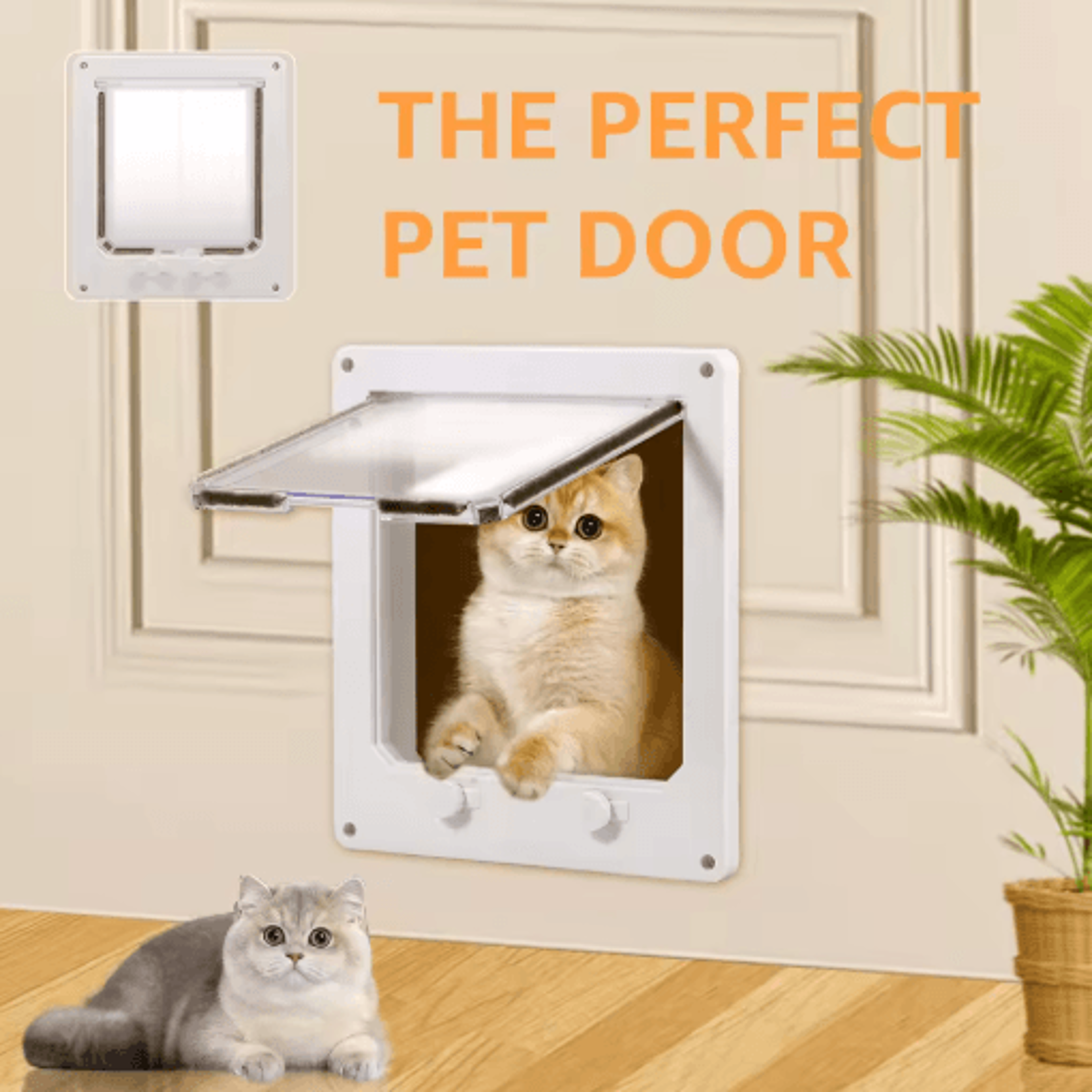 4Way Locking Cat Door With Secure Flap For Easy Pet Access 7