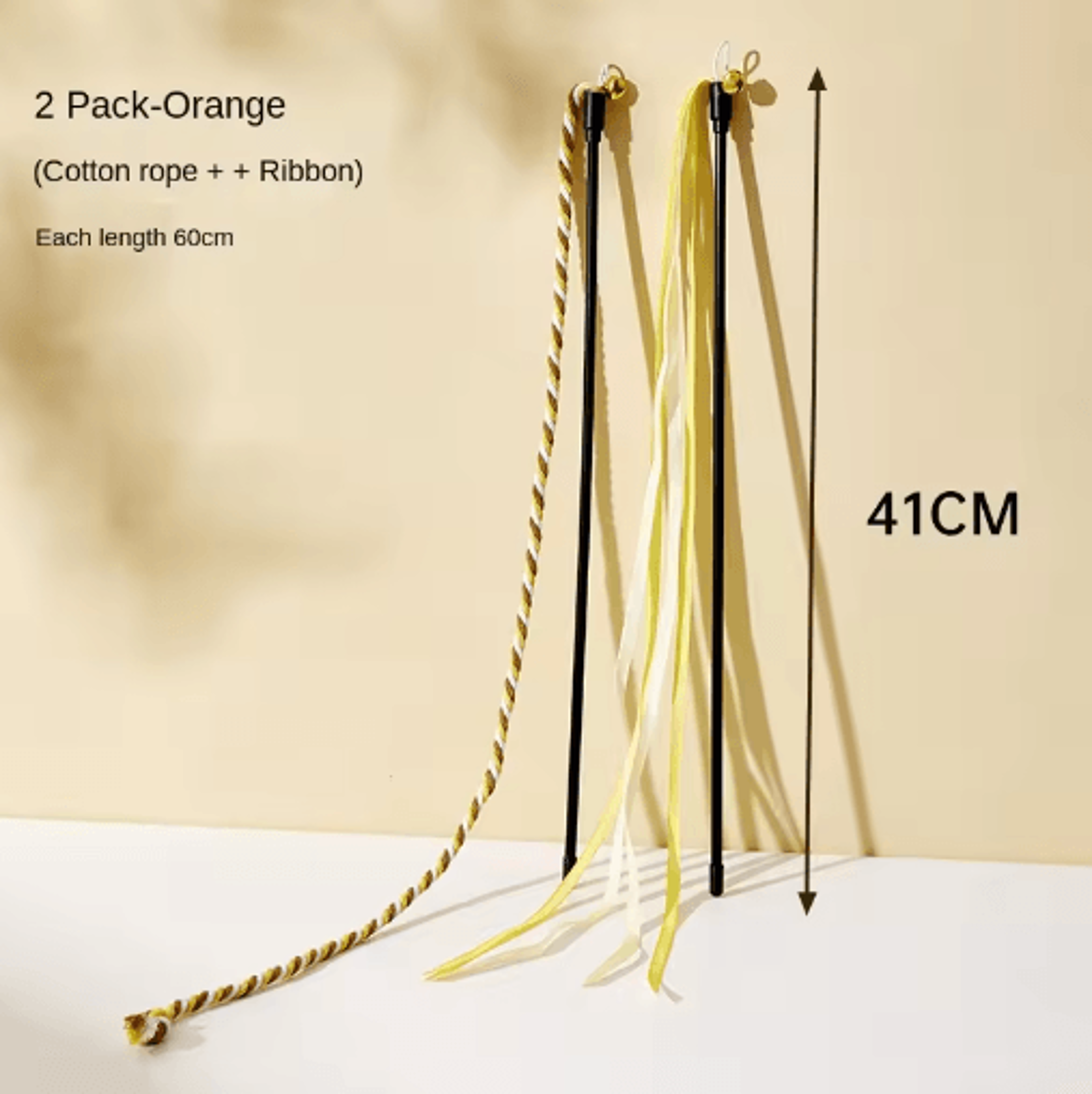 Interactive Feather Cat Wand Toy With Satin Ribbons  Bell 8