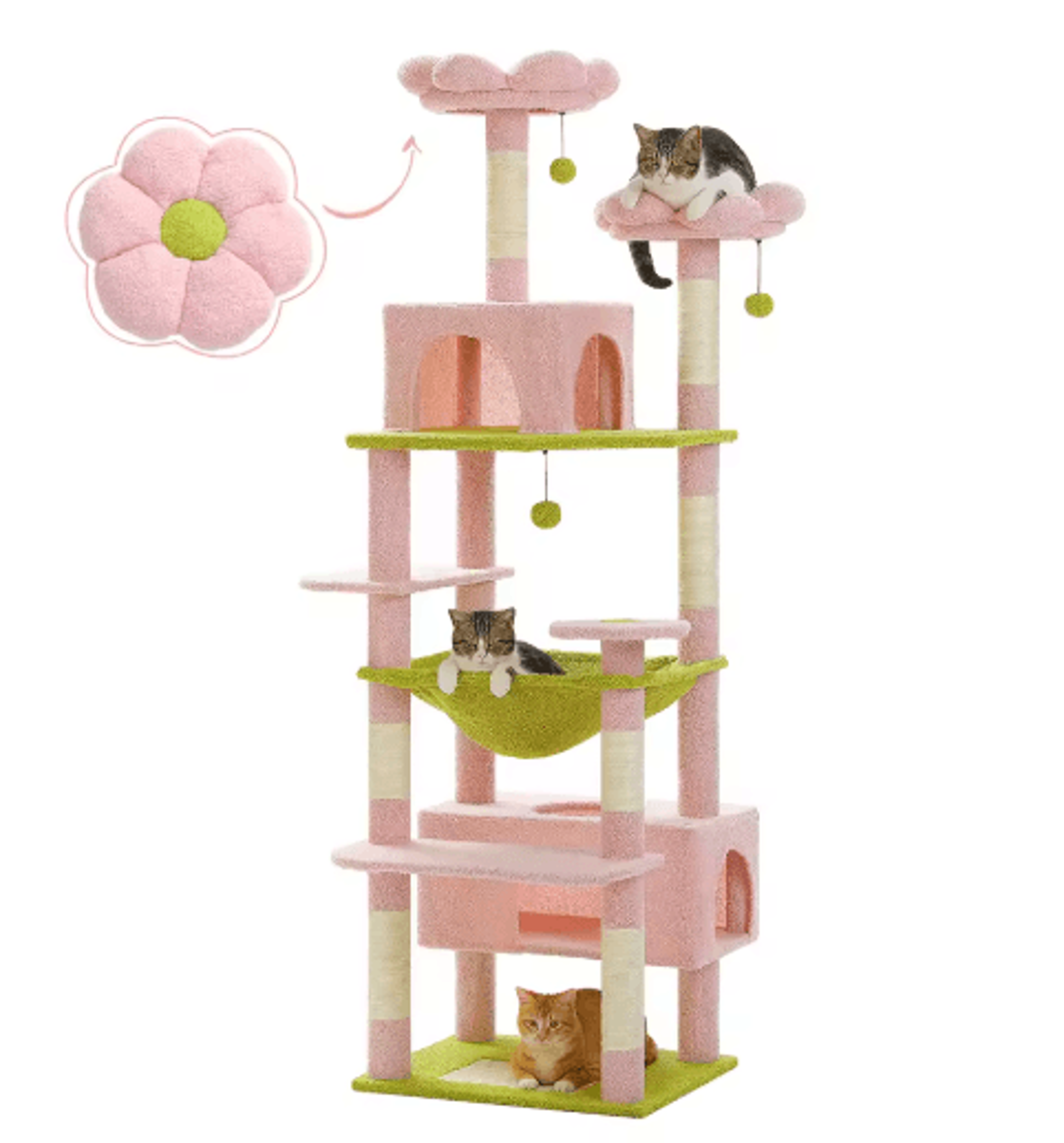 Deluxe MultiLevel Cat Tree Tower With Hammock Condo  Scratching Posts 3