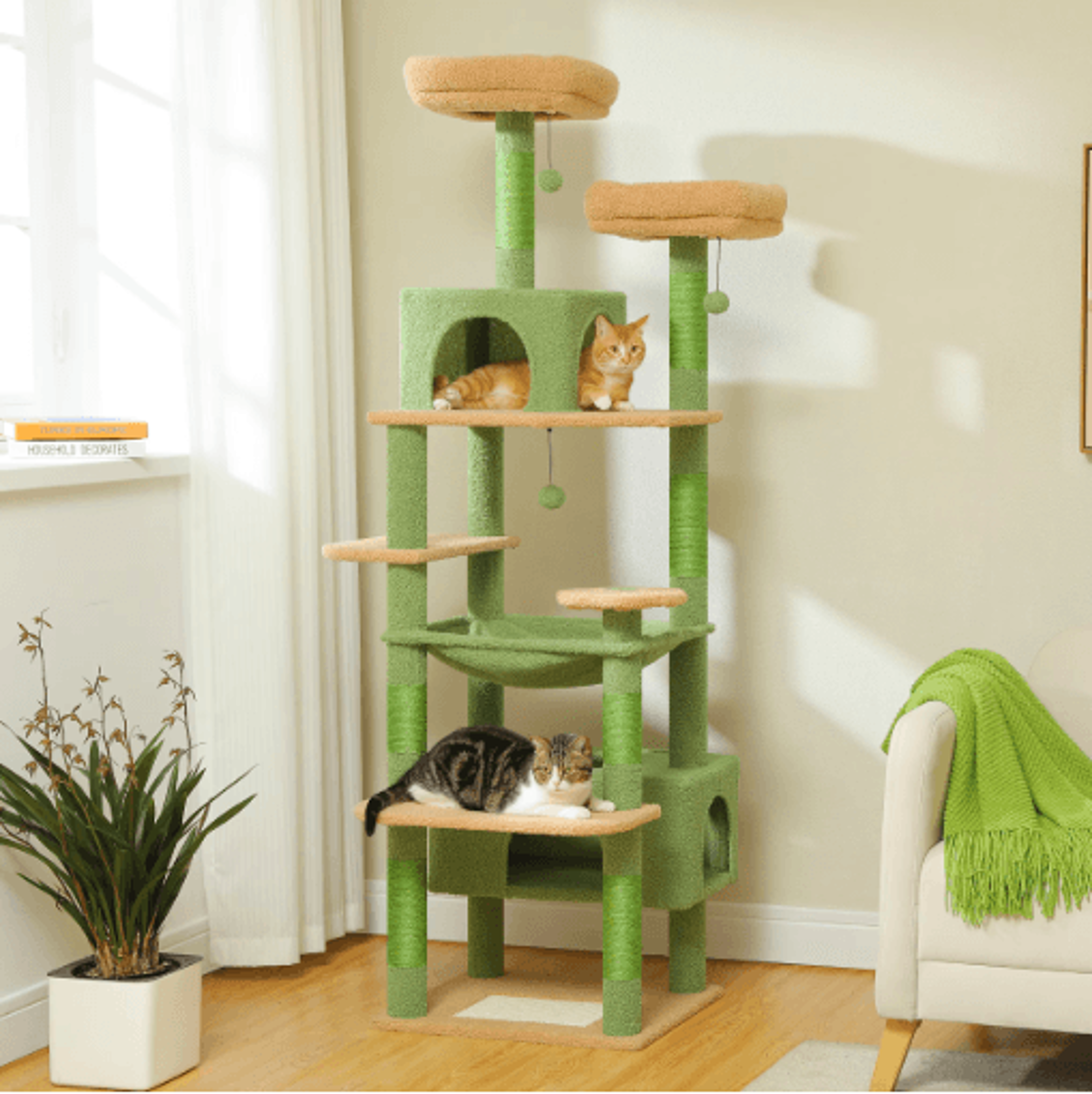 Deluxe MultiLevel Cat Tree Tower With Hammock Condo  Scratching Posts 9