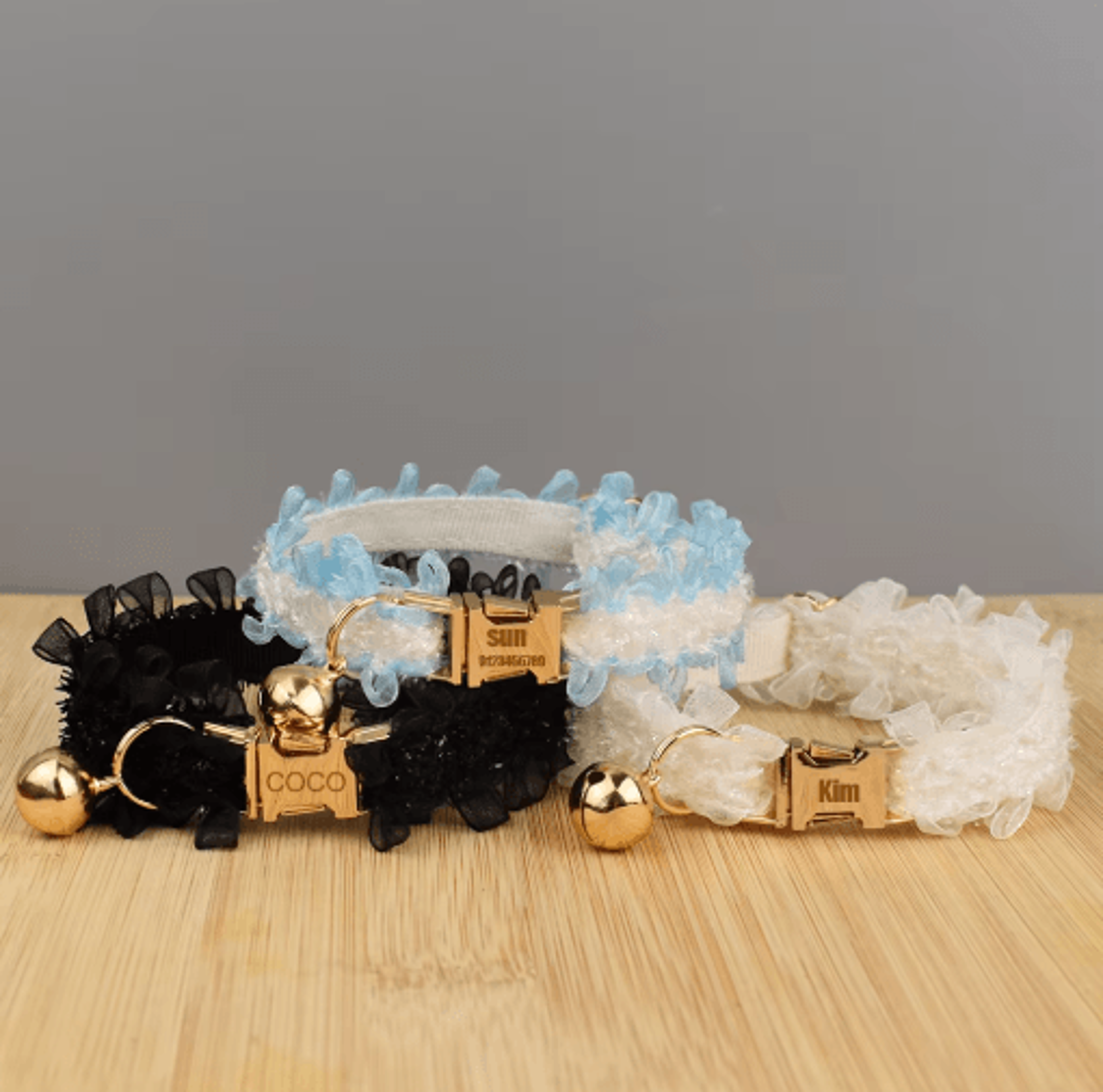 Personalized Lace Cat Collar With Bell  Custom Name Tag 0
