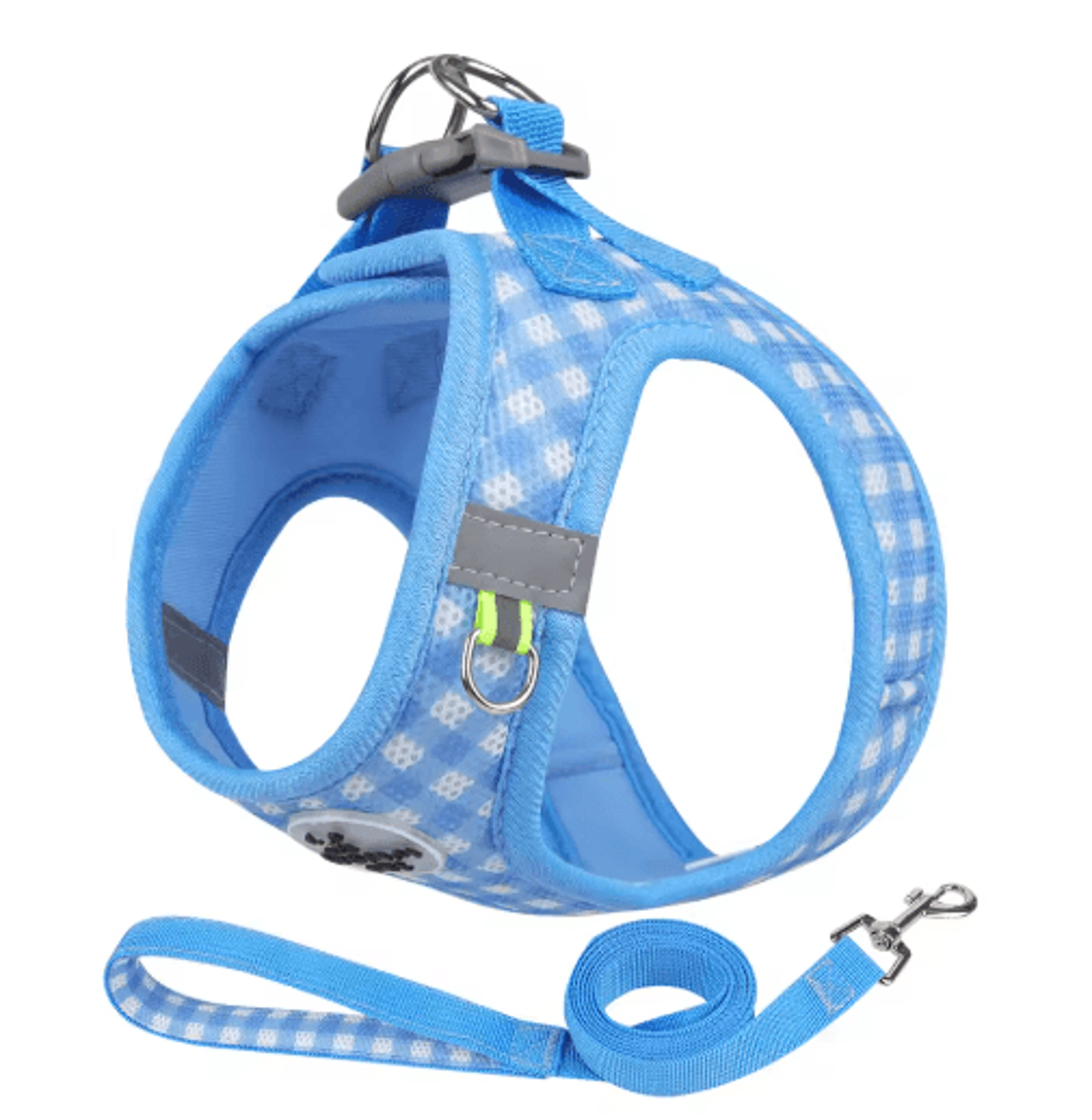 Reflective Checkered Pet Harness  Leash Set For Cats And Small Dogs 3