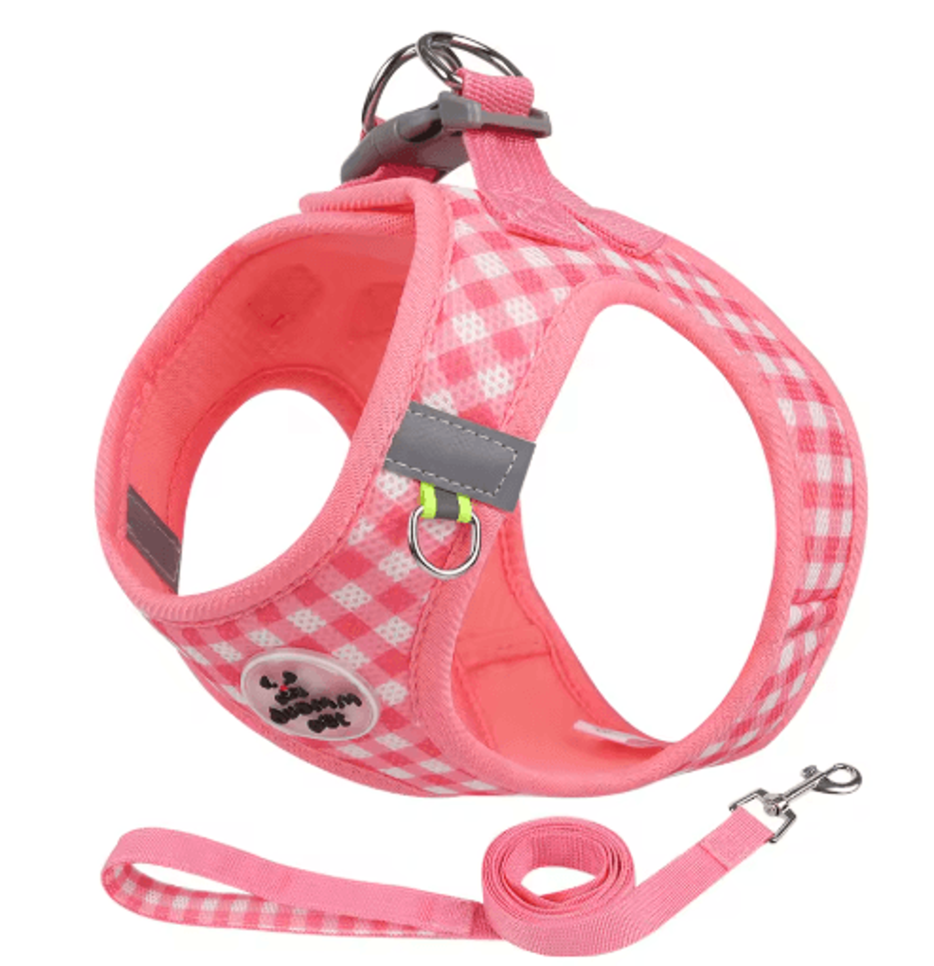 Reflective Checkered Pet Harness  Leash Set For Cats And Small Dogs 4