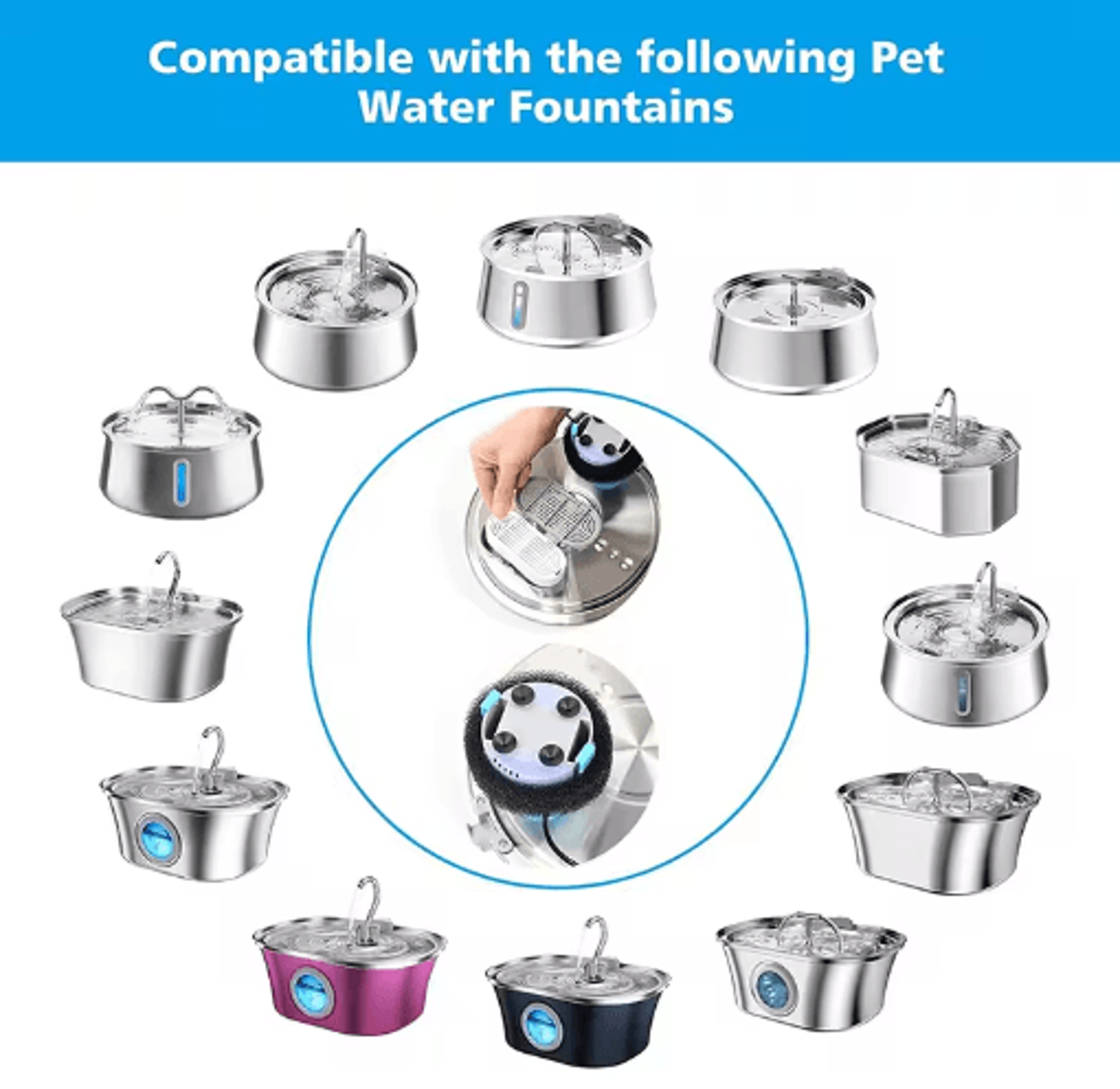 Replacement Water Fountain Filters For Cats  Pets  EasyClean Circulating Filtration System 8