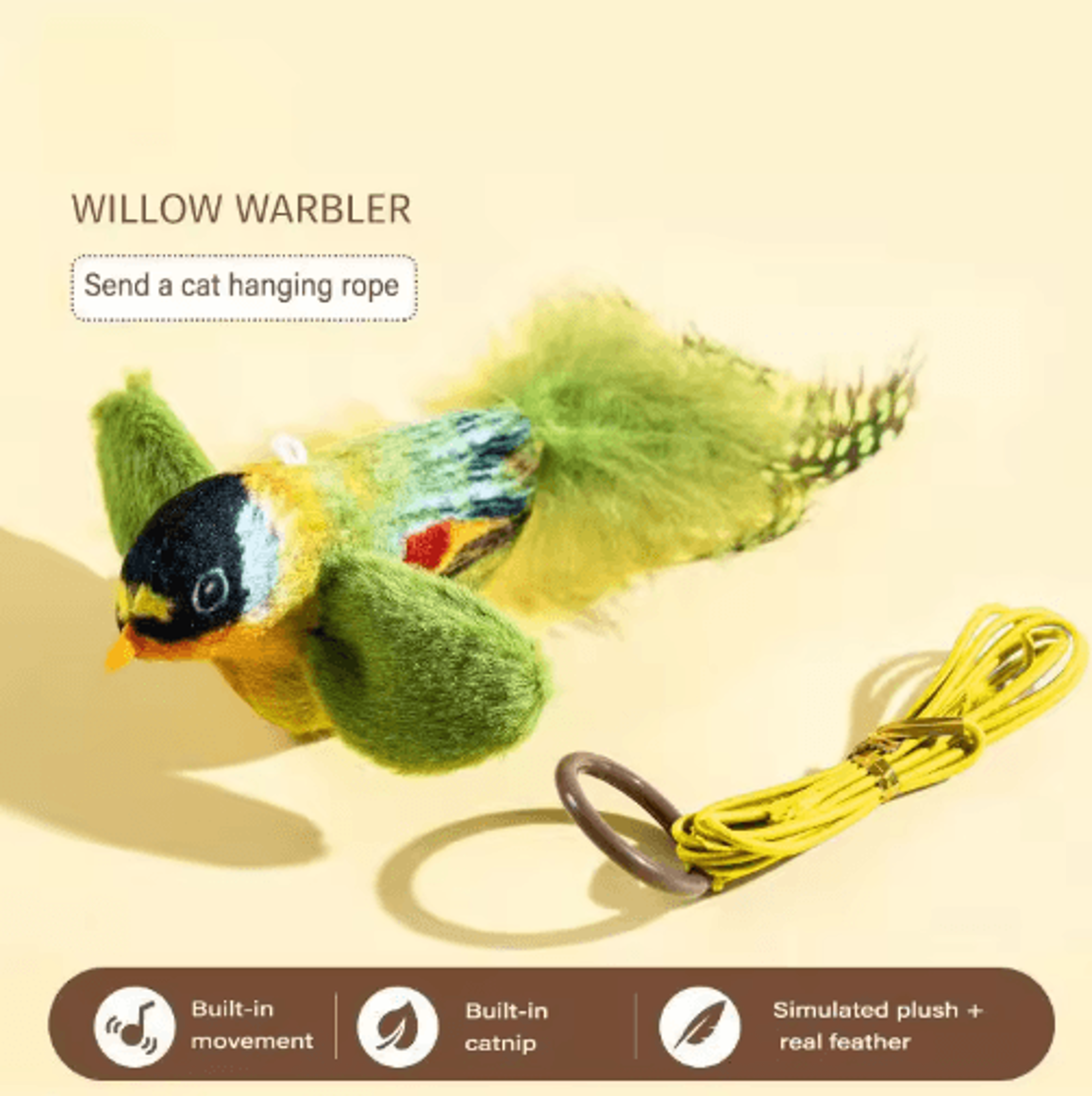 Realistic Chirping Bird Cat Toy With Catnip For Interactive Indoor Play 1