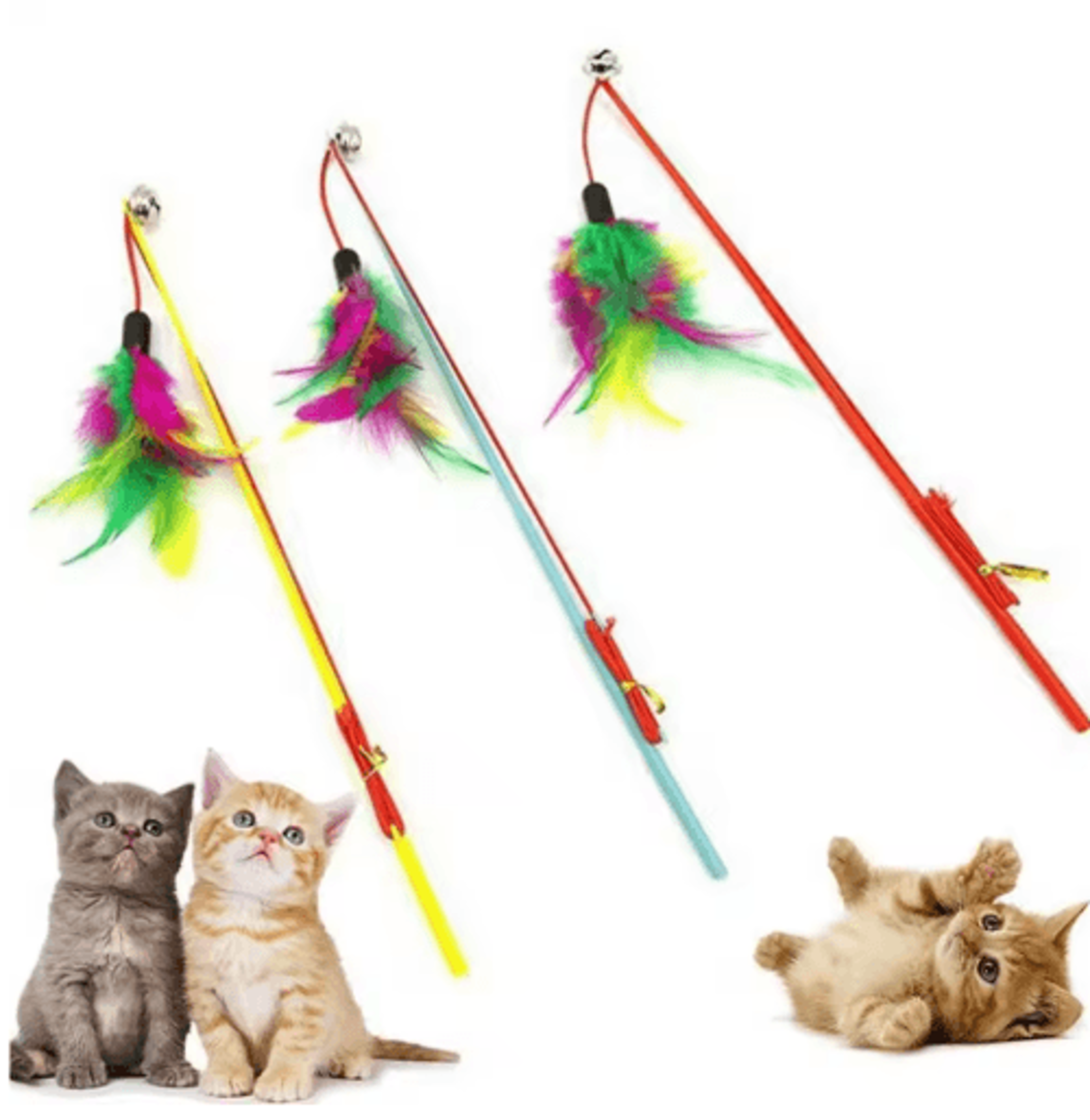 Interactive Feather Wand Cat Toy With Bells For Active Indoor Play 6
