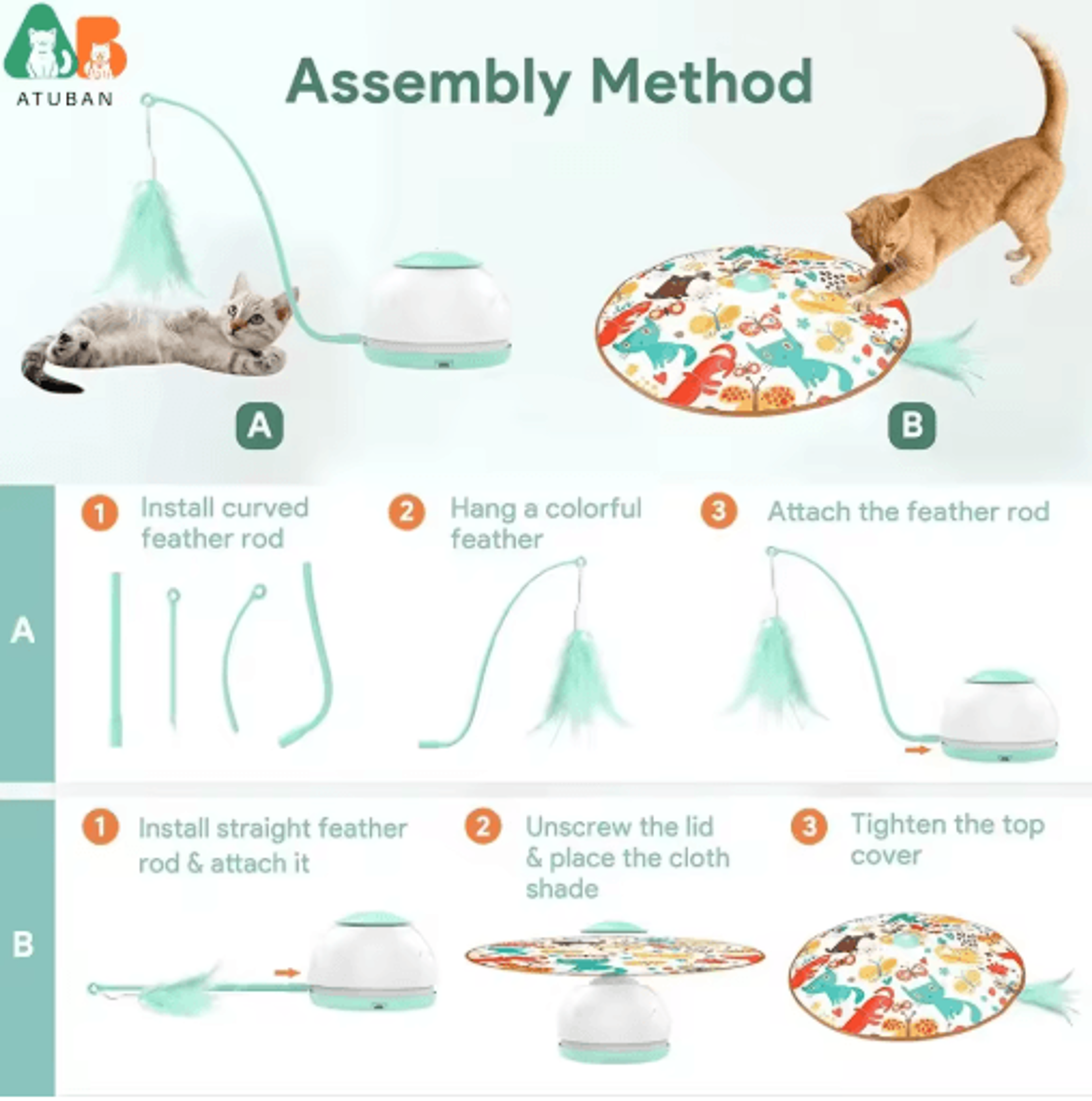 Automatic Interactive Cat Wand Toy  MotionActivated Feather Exercise Toy 8