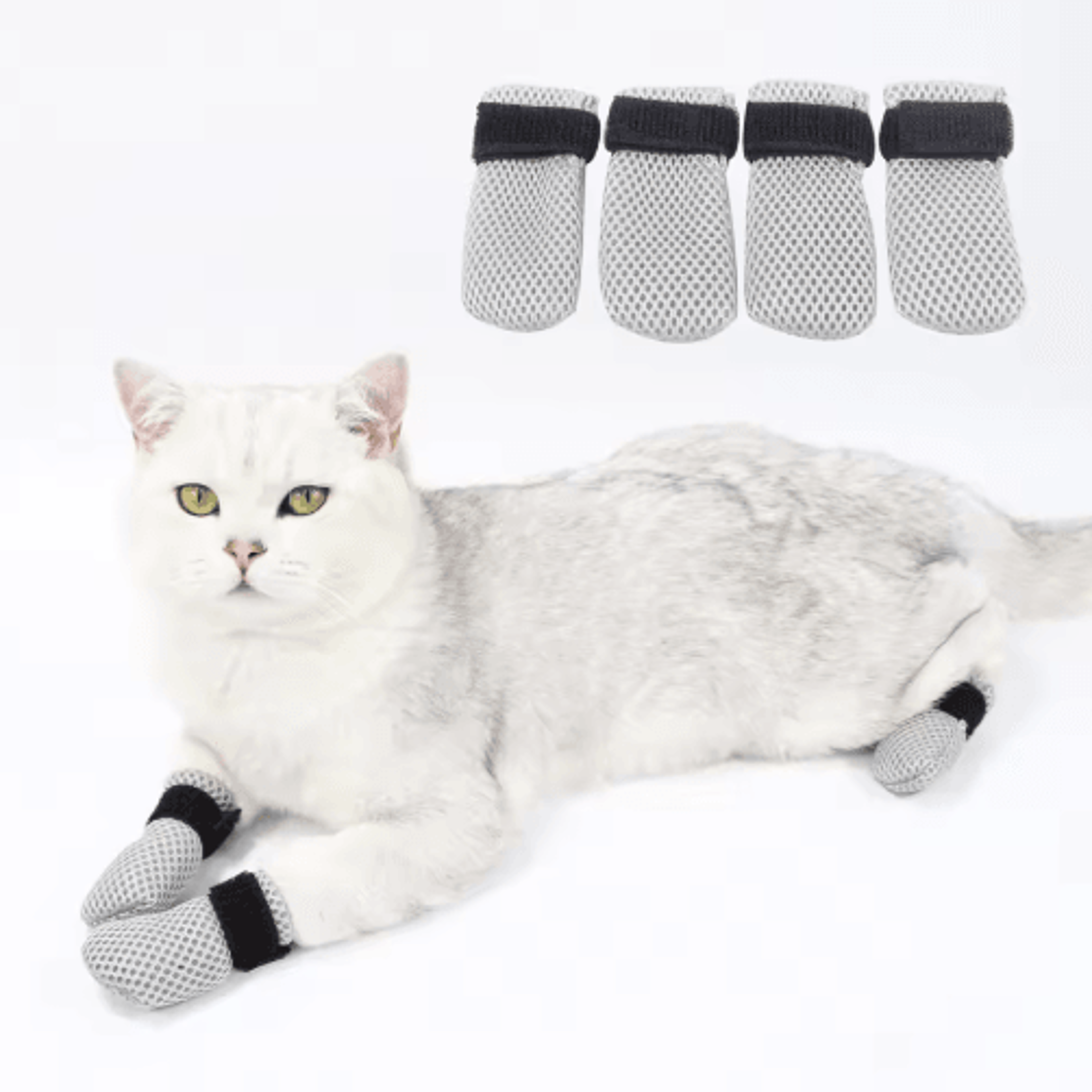 AntiScratch Cat Socks Soft Breathable Pet Booties With Secure Velcro Straps 5