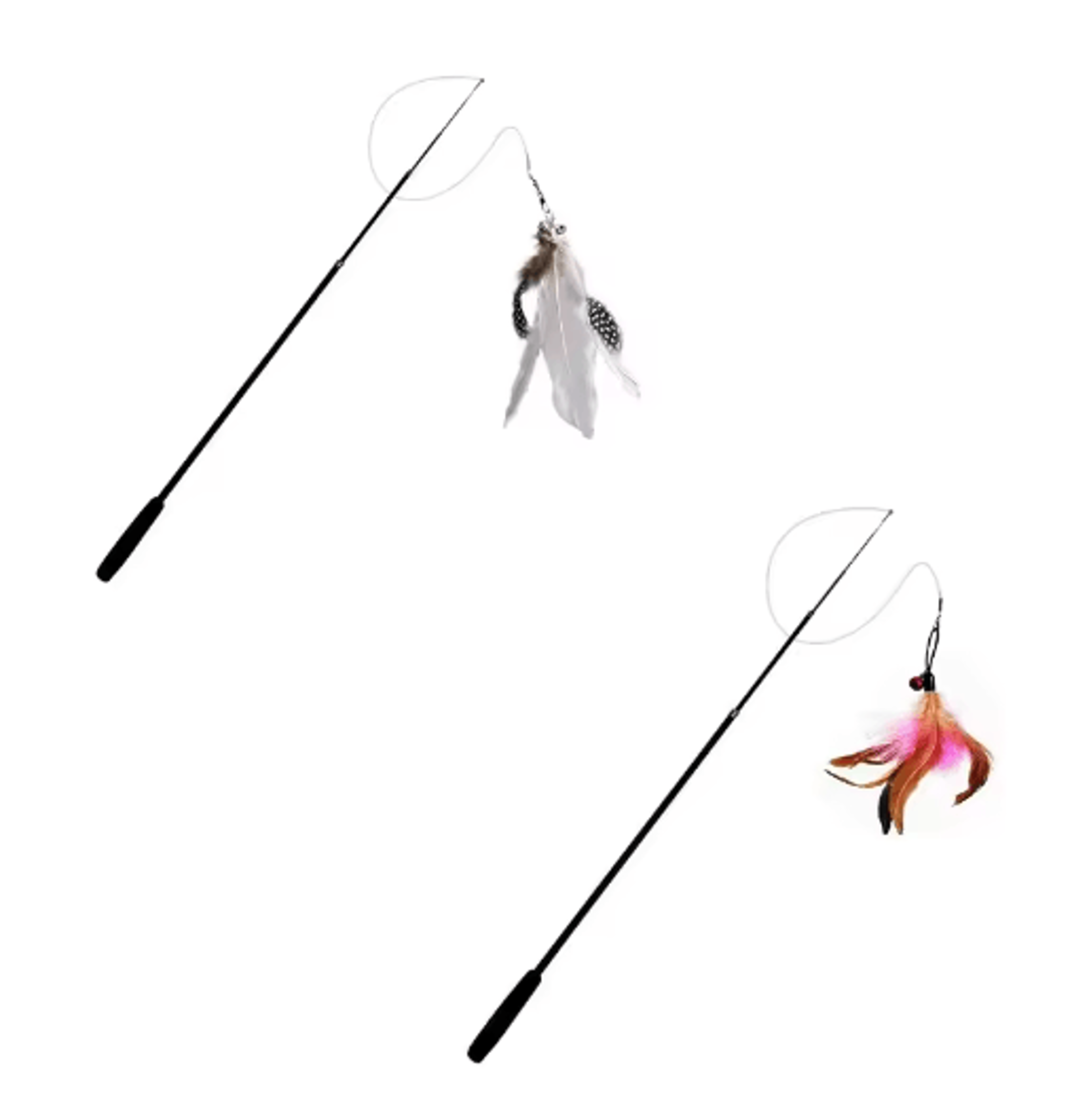 18M Extendable Cat Teaser Wand  Retractable Feather Toy With Bells 2