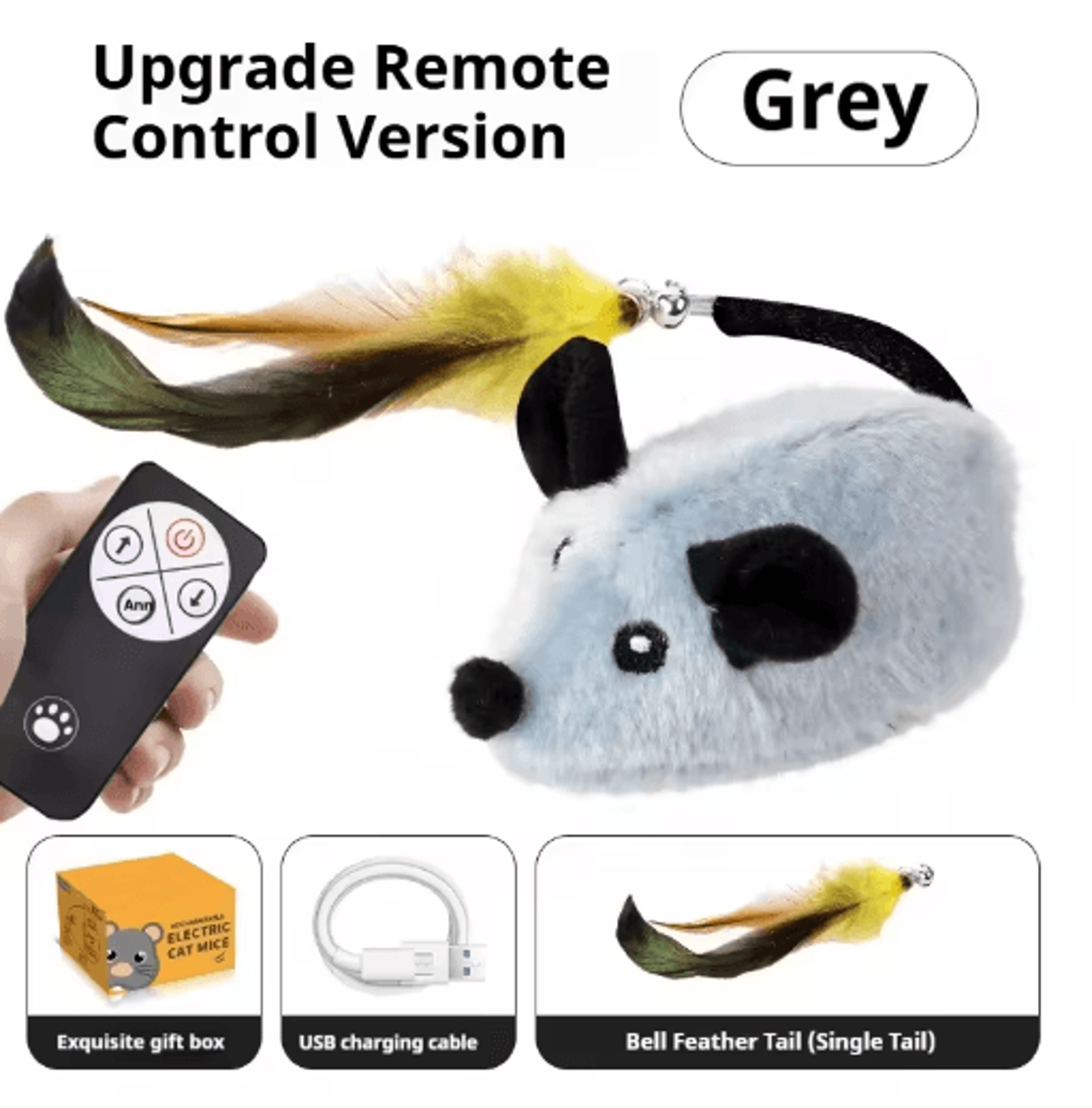 Automatic Moving Mouse Cat Toy USB Rechargeable Interactive Squeaky Plush Toy 2