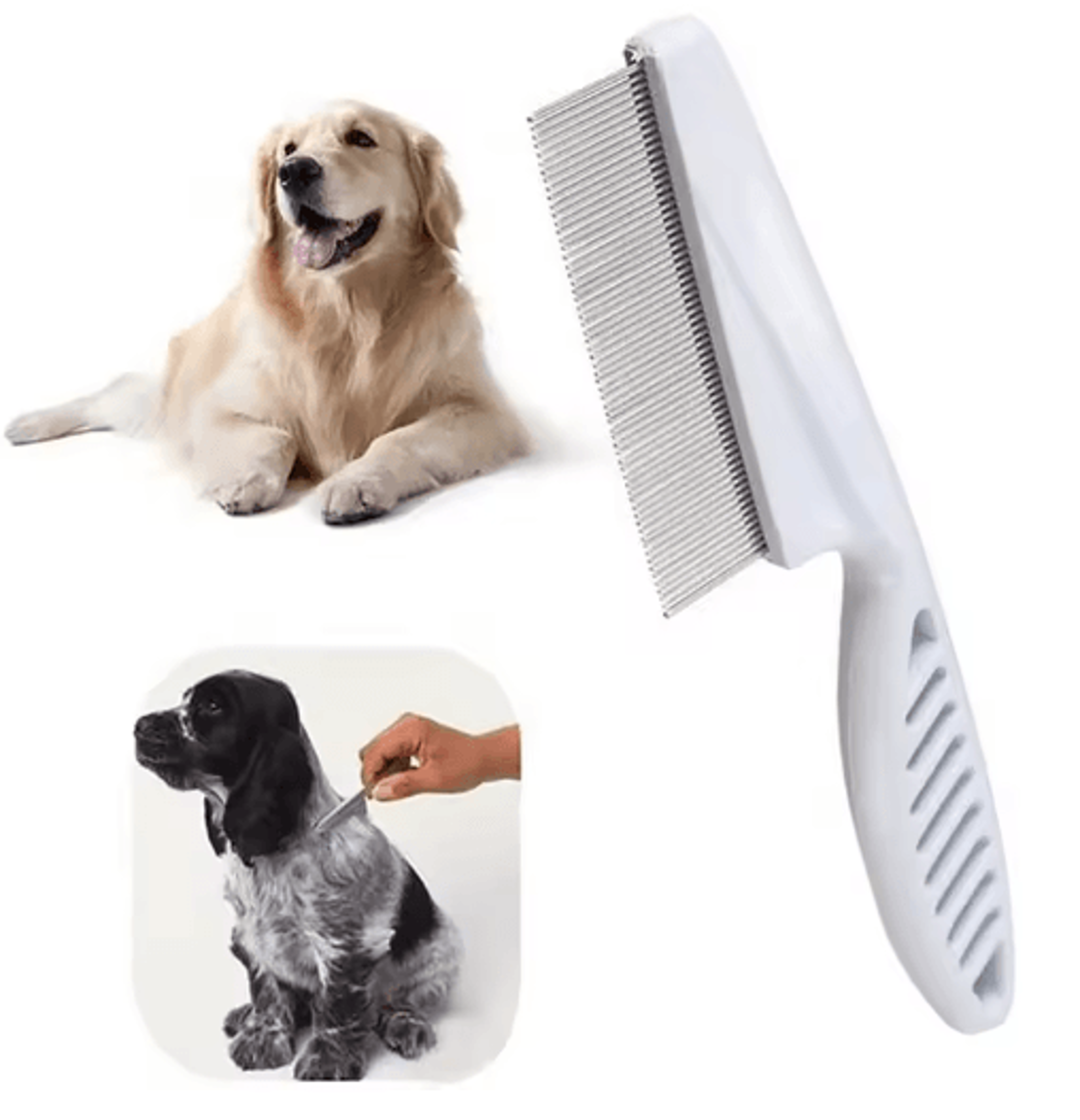 stainless steel pet flea comb – fine-tooth shedding & grooming comb for cats and dogs