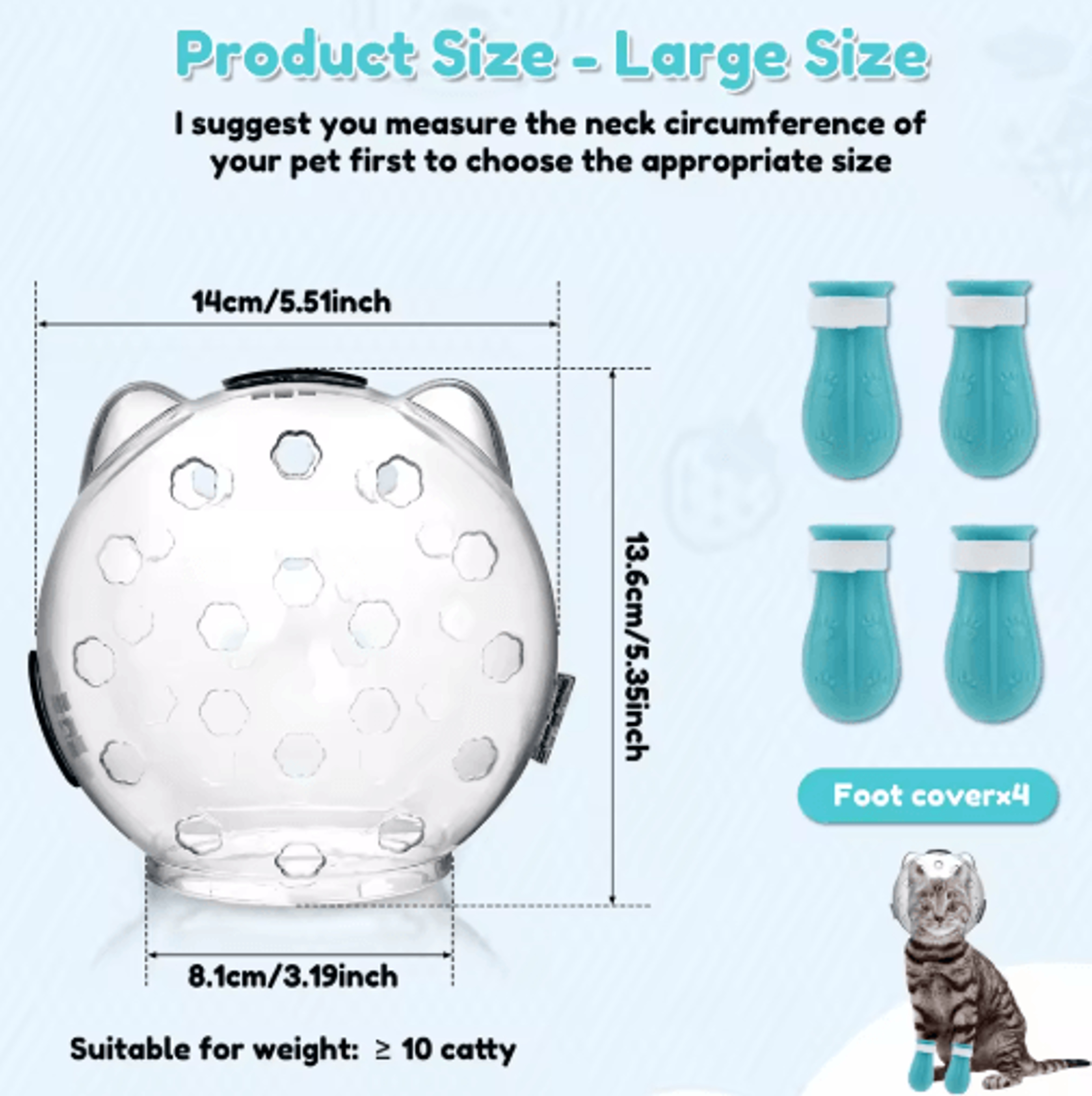 Cat Grooming Muzzle  Paw Protection Set  Breathable AntiBite Hood With Silicone Paw Covers 1