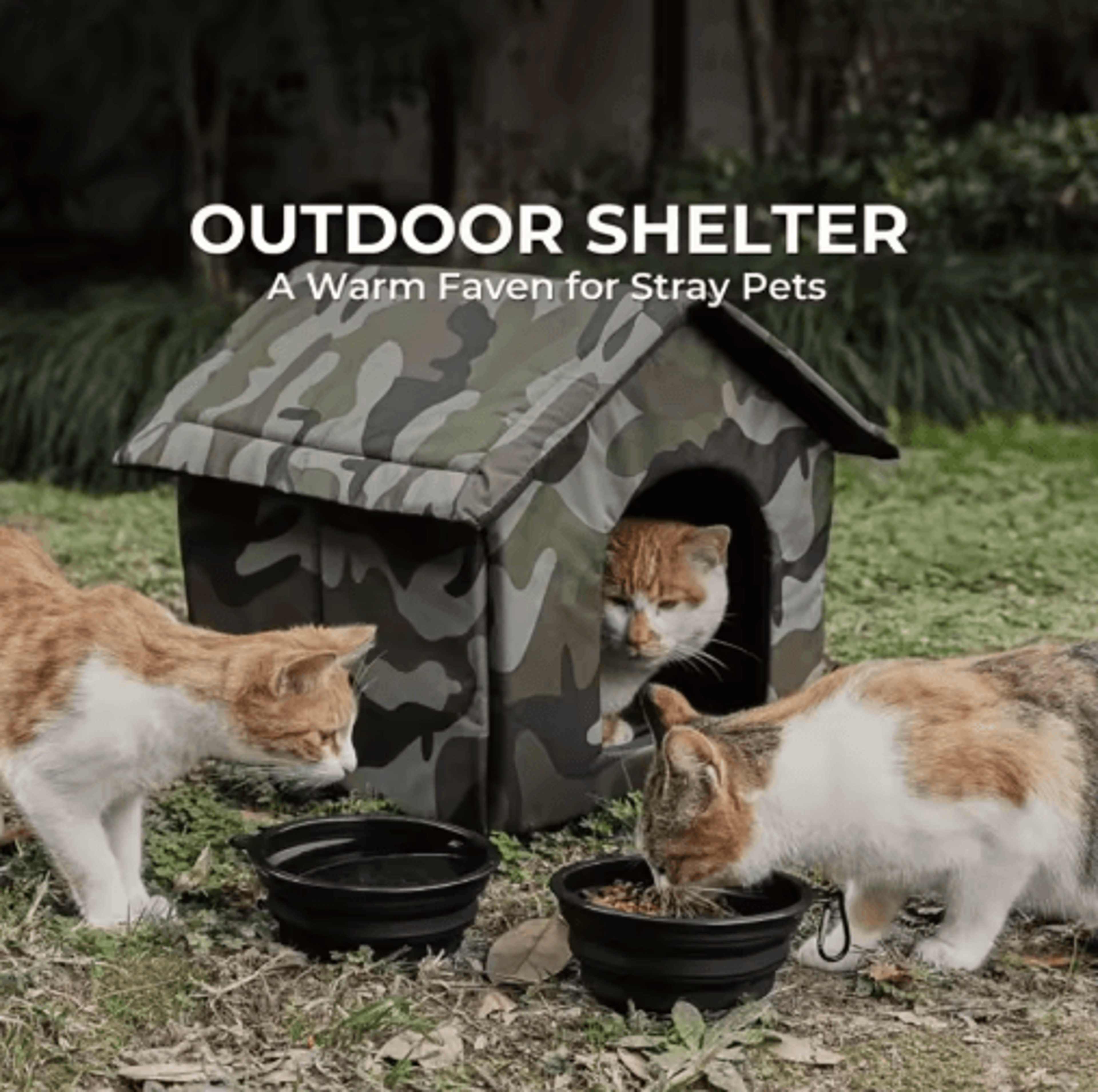 waterproof outdoor cat house foldable winter shelter for cats & small dogs