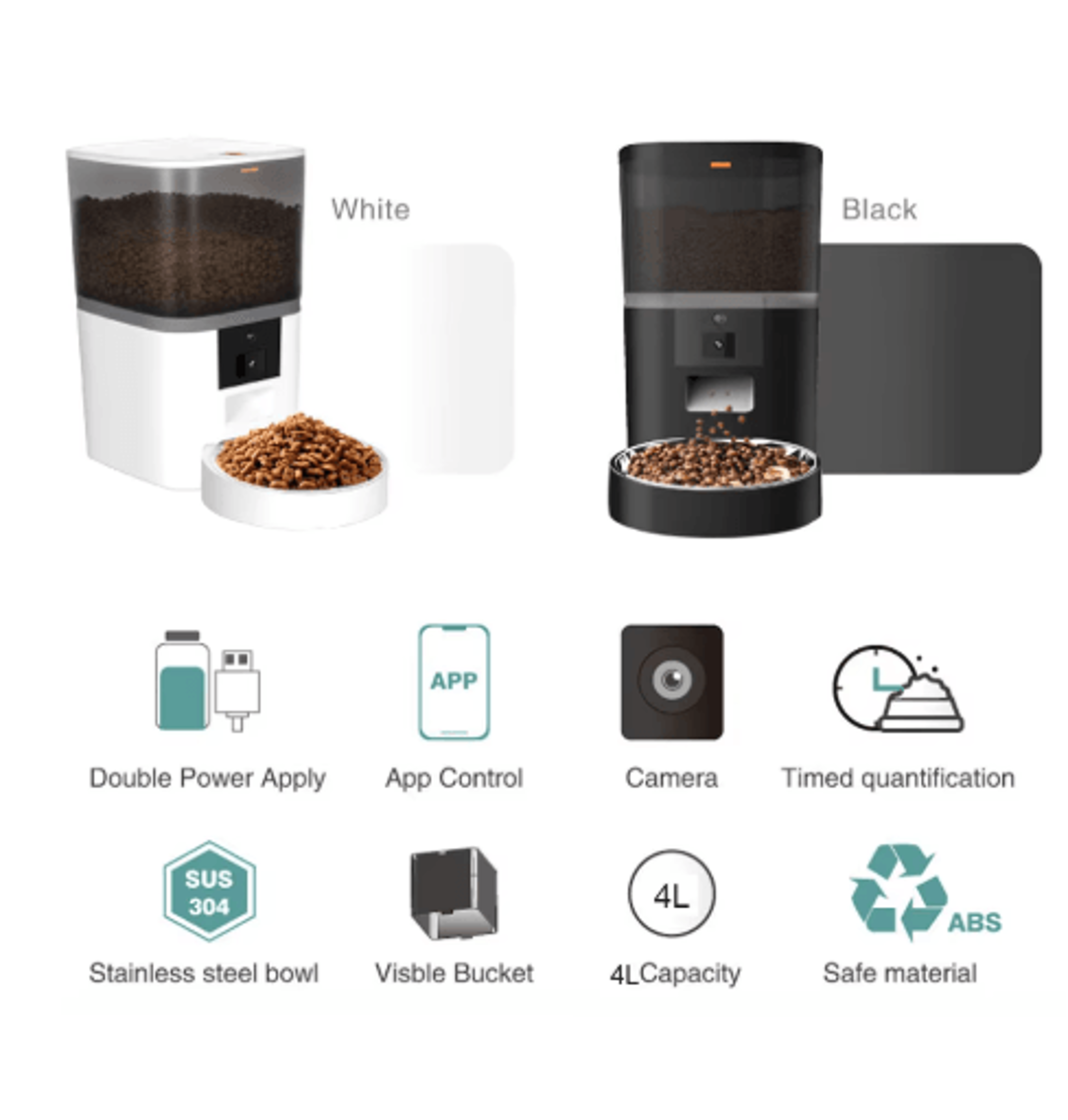 4L Smart Automatic Pet Feeder With HD Camera Remote App Controlled Food Dispenser For Cats  Dogs 5