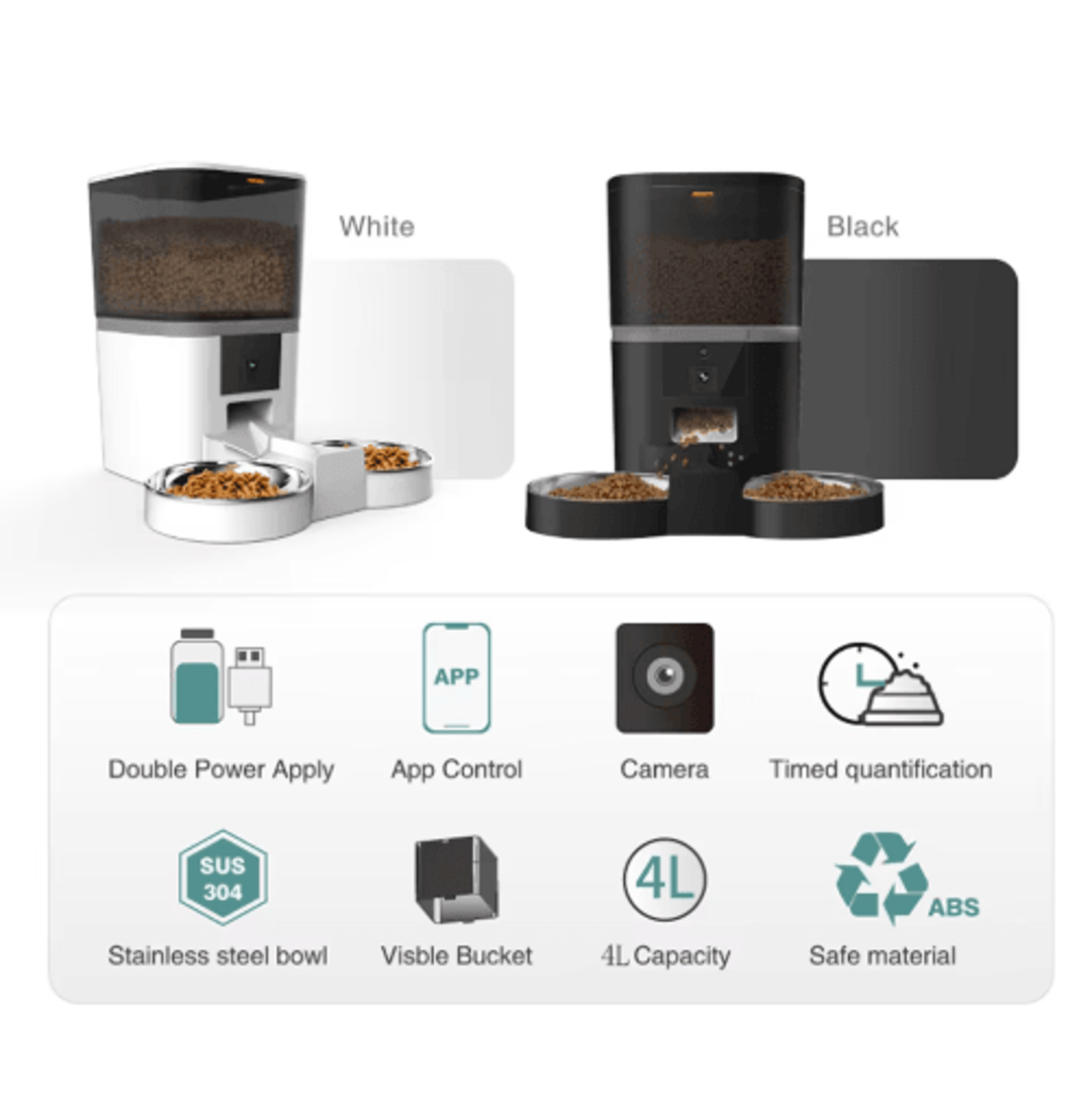 4L Smart Automatic Pet Feeder With HD Camera Remote App Controlled Food Dispenser For Cats  Dogs 8