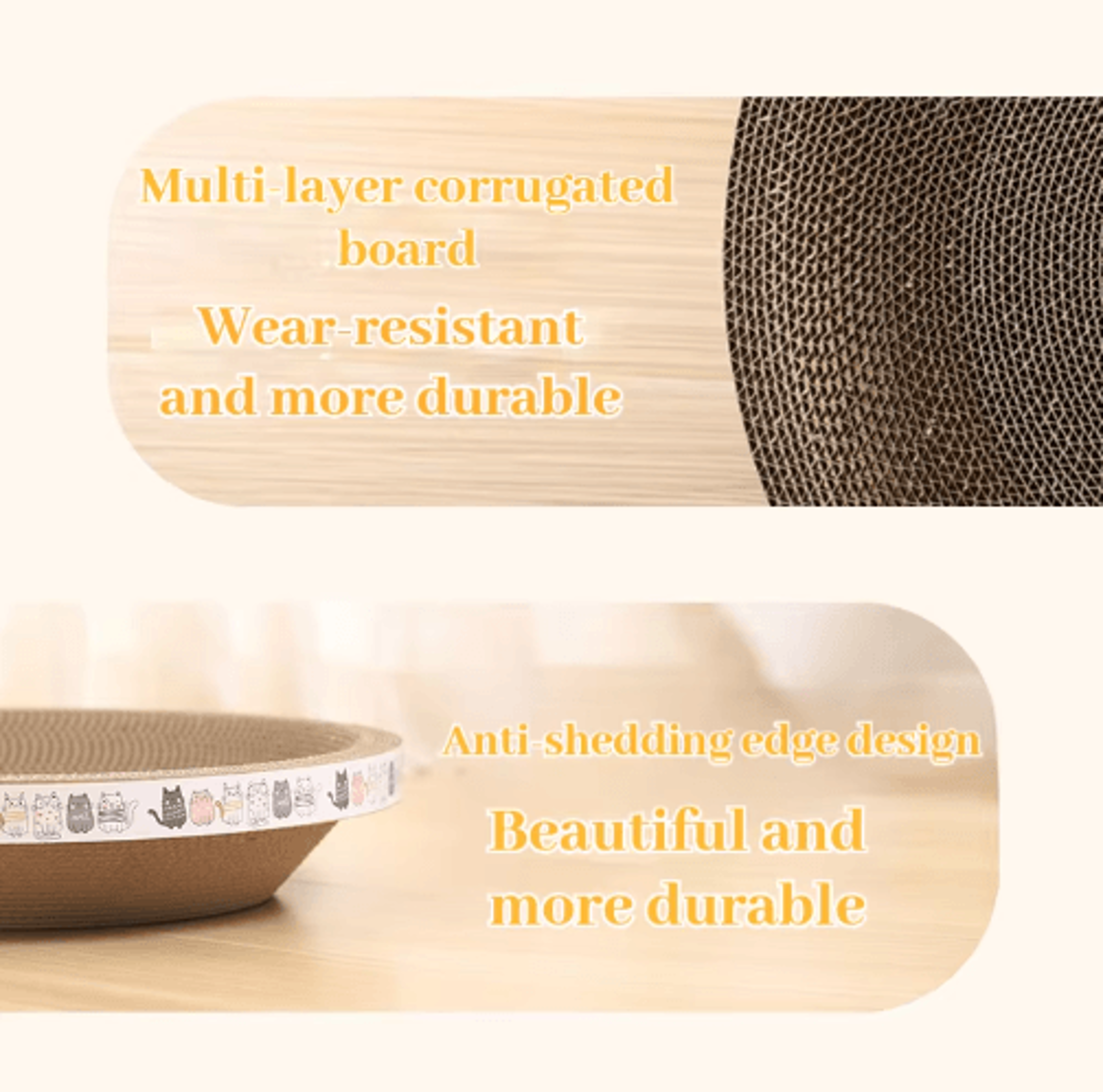 Corrugated Cat Scratching Lounge Bed  Durable Scratcher With Catnip  Furniture Protectio 6